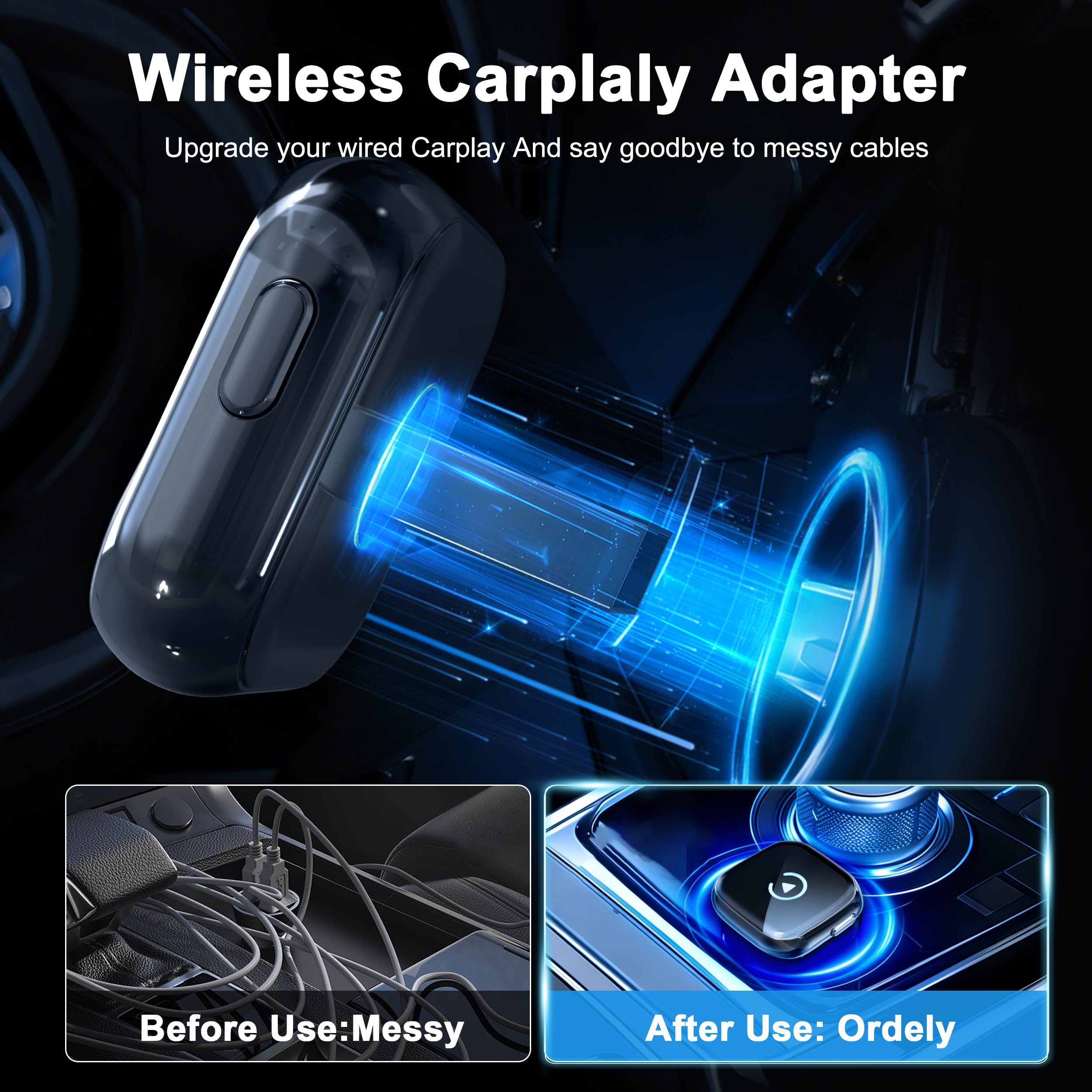 2026 Verbesserter 2-in-1 CarPlay Wireless Adapter mit Instant 2-Phone Switch für Apple CarPlay/Android Auto,Plug & Play, Bluetooth 5.3 und Wi-Fi 6, verzögerungsfrei, automatische Verbindung