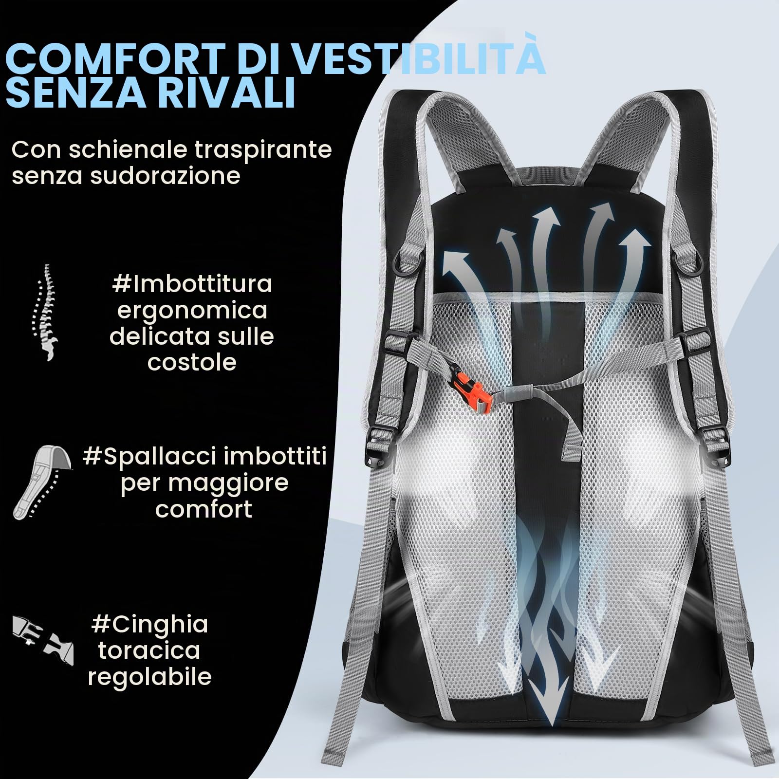 RAINSMORE Zaino Trekking 40 Litri Zaino Pieghevole Impermeabile Zaino Montagna Zaino da Viaggio Uomo e Donna Zaino Escursione per Hiking Campeggio Rosa