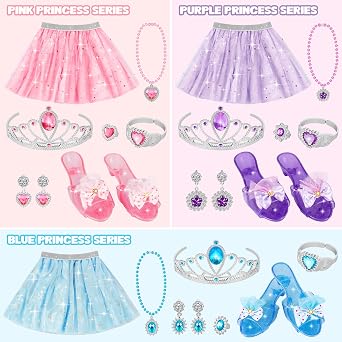 LJZJ Princess Dress Up Toys & Jewelry Boutique, Girls Role Play Gift for 3+ Year Old Girl Toddler B-Day Party Favors