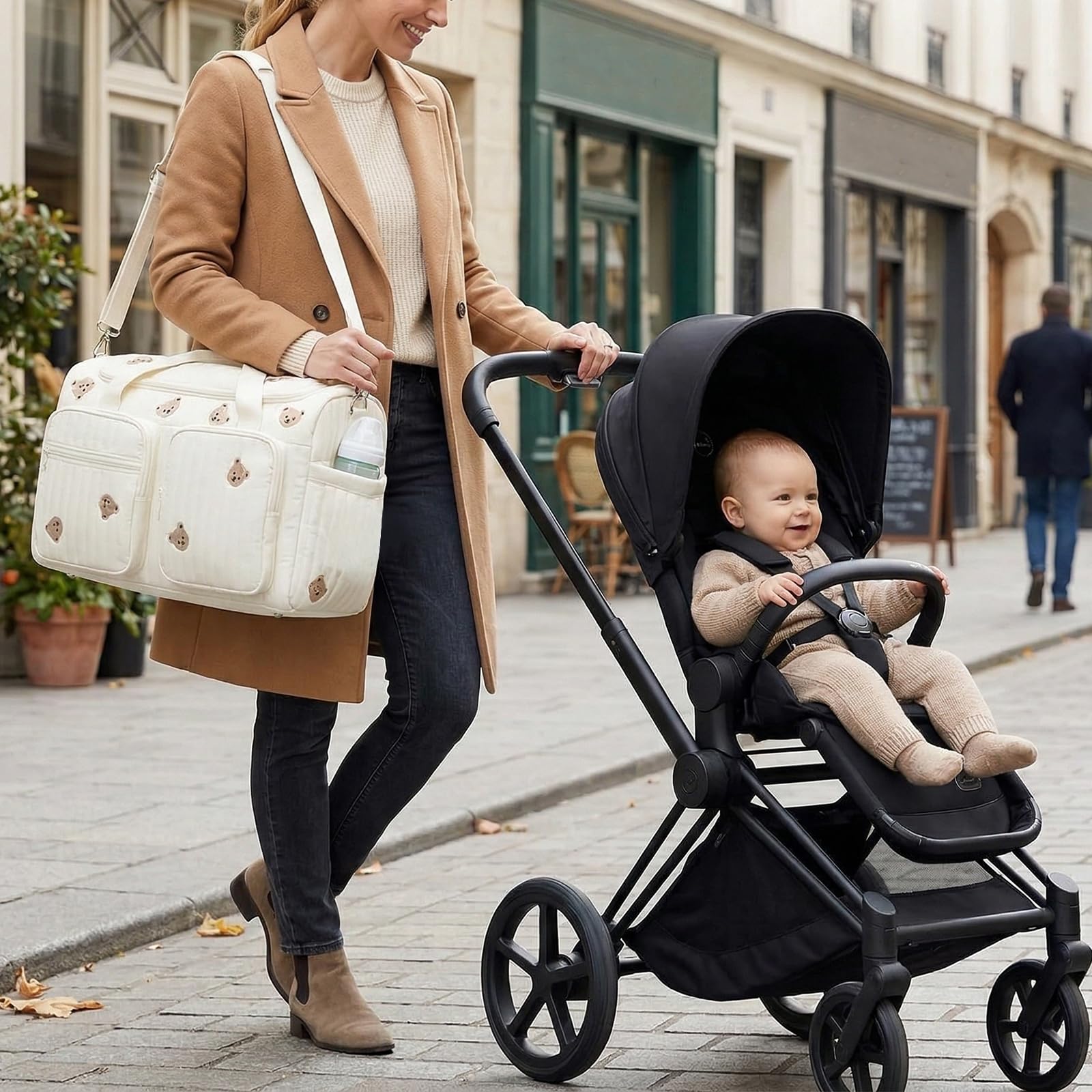 Grand sac à langer polyvalent pour les déplacements, 48 × 22 × 26 cm, sac clinique de naissance, sac à langer en coton, sac à langer pour les déplacements, la naissance à l'hôpital, les voyages, la