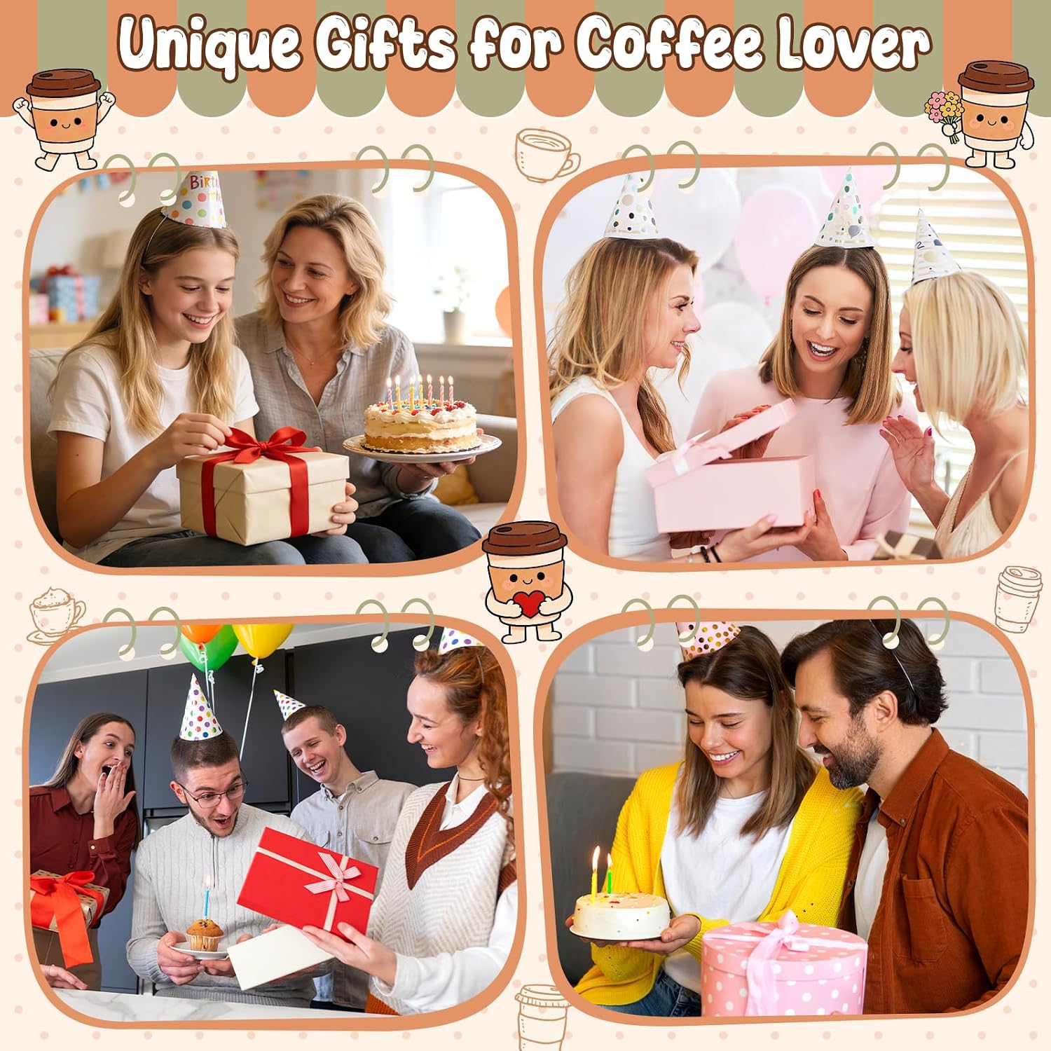 Funny Unique Birthday Coffee Espresso Lover Accessories Gifts for Women Men Happy Birthday Home Desk Party Decoration for Best Friend Sister Coworker Knitted Crochet Coffee Mug for Her Him
