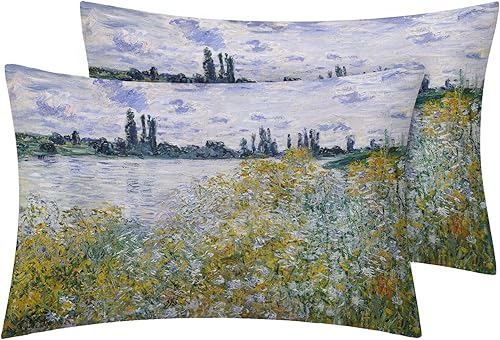 Miniatura 2 de Flowers on the Banks of Seine near Vetheuil - Juego de sábanas Claude Monet, juego de sábanas de microfibra con patrón de 3 piezas, sábana bajera