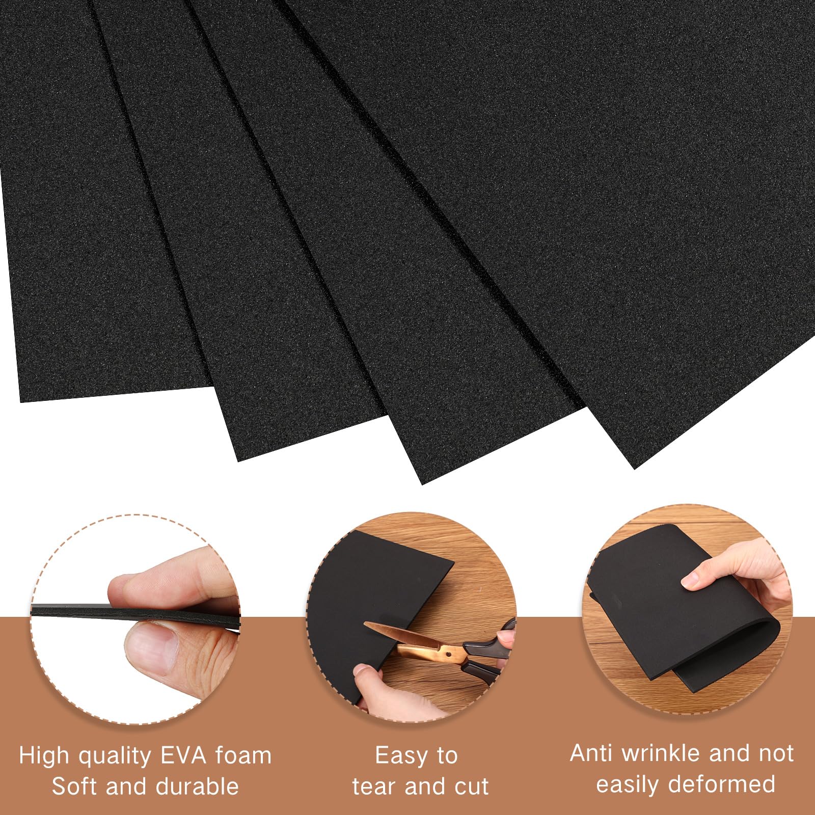 30 hojas de espuma EVA para bordado, color negro, 15,2 x 22,8 cm, 3 mm, para bordado 3D, manualidades y artes, costura a mano, proyectos de bricolaje, disfraces de cosplay, acolchado,