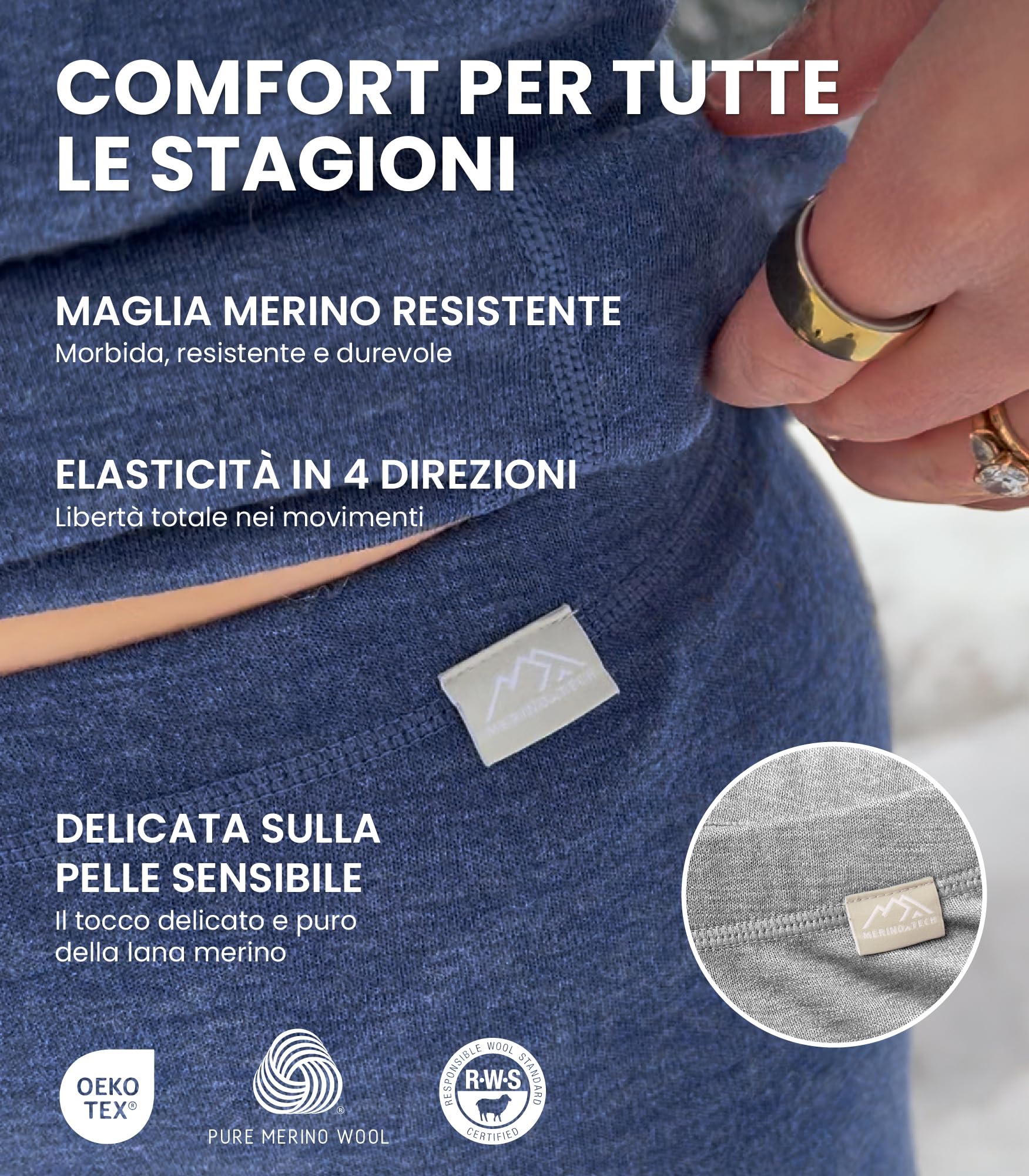 Merino.tech Pantaloni Lana Merinos Donna - 100% Intimo Termico Donna Lana Merino Leggero, Medio, Pesante con Calzini