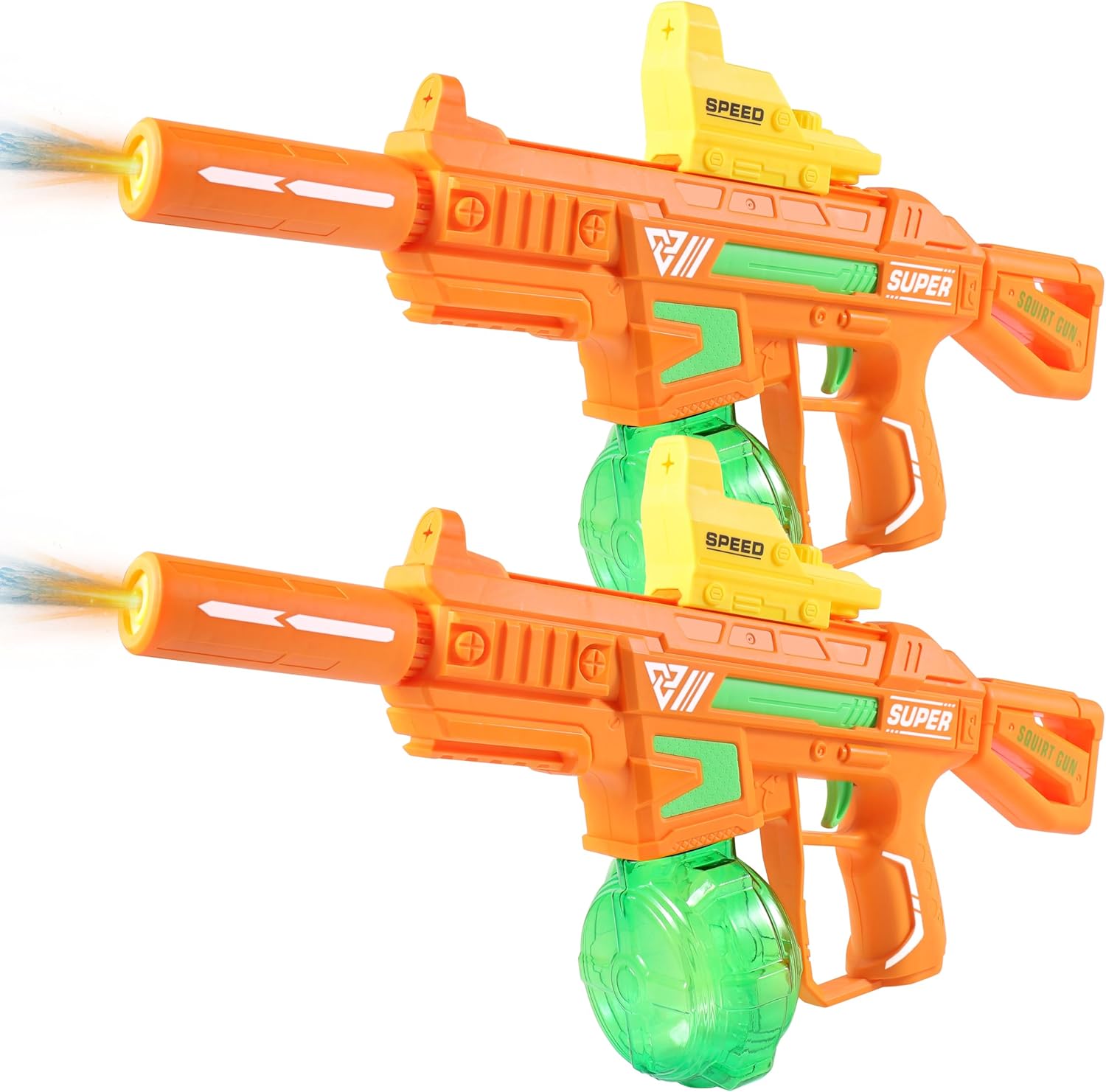 2 PCS Electric Water Gun, Ultimate Battle Blaster Water Guns with Realistic Gun Muzzle Flame High Capacity Automatic Squirt Guns Summer Outdoor Beach Swimming Pool Party Toy for Adult Kids