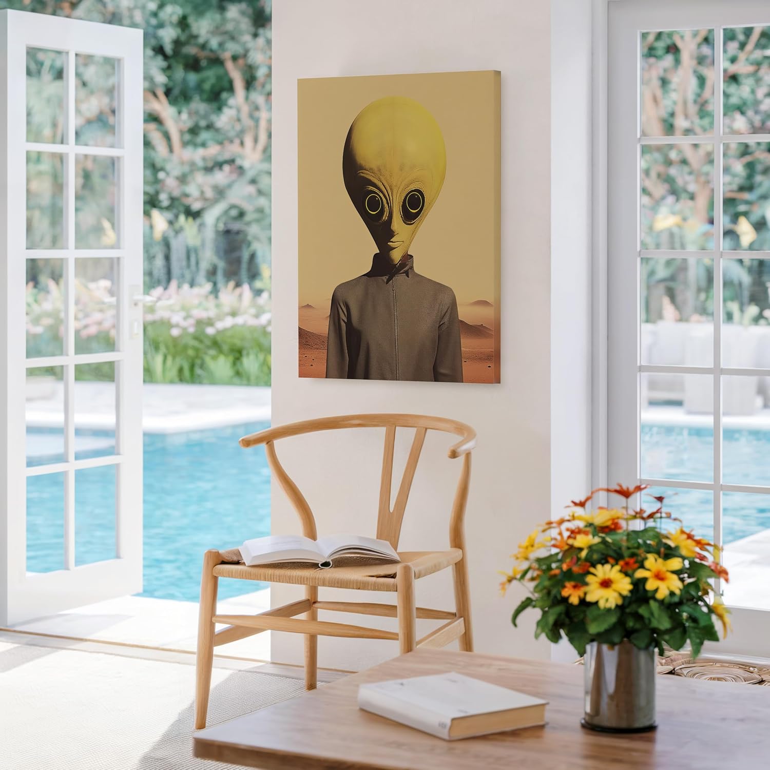 Poster Master Alien Canvas - Extraterrestrial Print - Surreal Space Art - Gift for Him & Her - Science Fiction Art - Avant Garde Decor for Living Room, Dorm or Bedroom - 8x10 STRETCHED Canvas