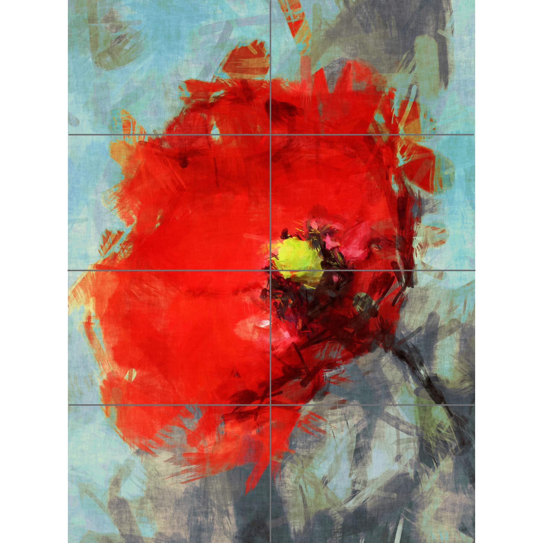 Artery8 Bright Poppy Sketch Painting XL Giant Panel Poster (8 Sections)
