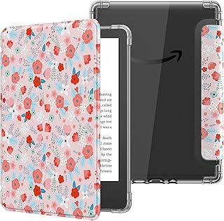 MoKo Funda para 6" Kindle (11ª Generación 2024/2022), Cubierta Ultra Delgada Estuche Carcasa TPU Transparente Flexible Trasera Auto Activación/Reposo de Kindle 2024 11ª Generación, Primavera Rosa