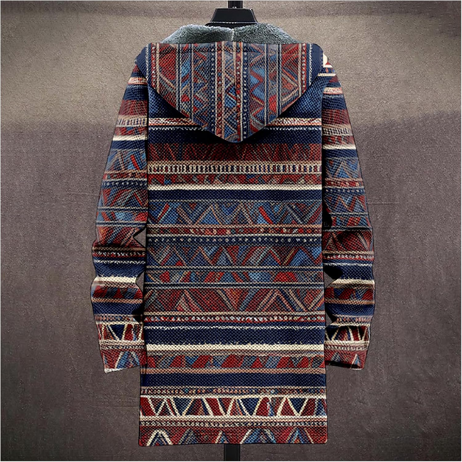 Aztec Ethnic Stripe Jackets For Men Cardigan Fleece Lined Zip Up Big And Tall Warm Cool Vintage Long Hoodies - Image 4