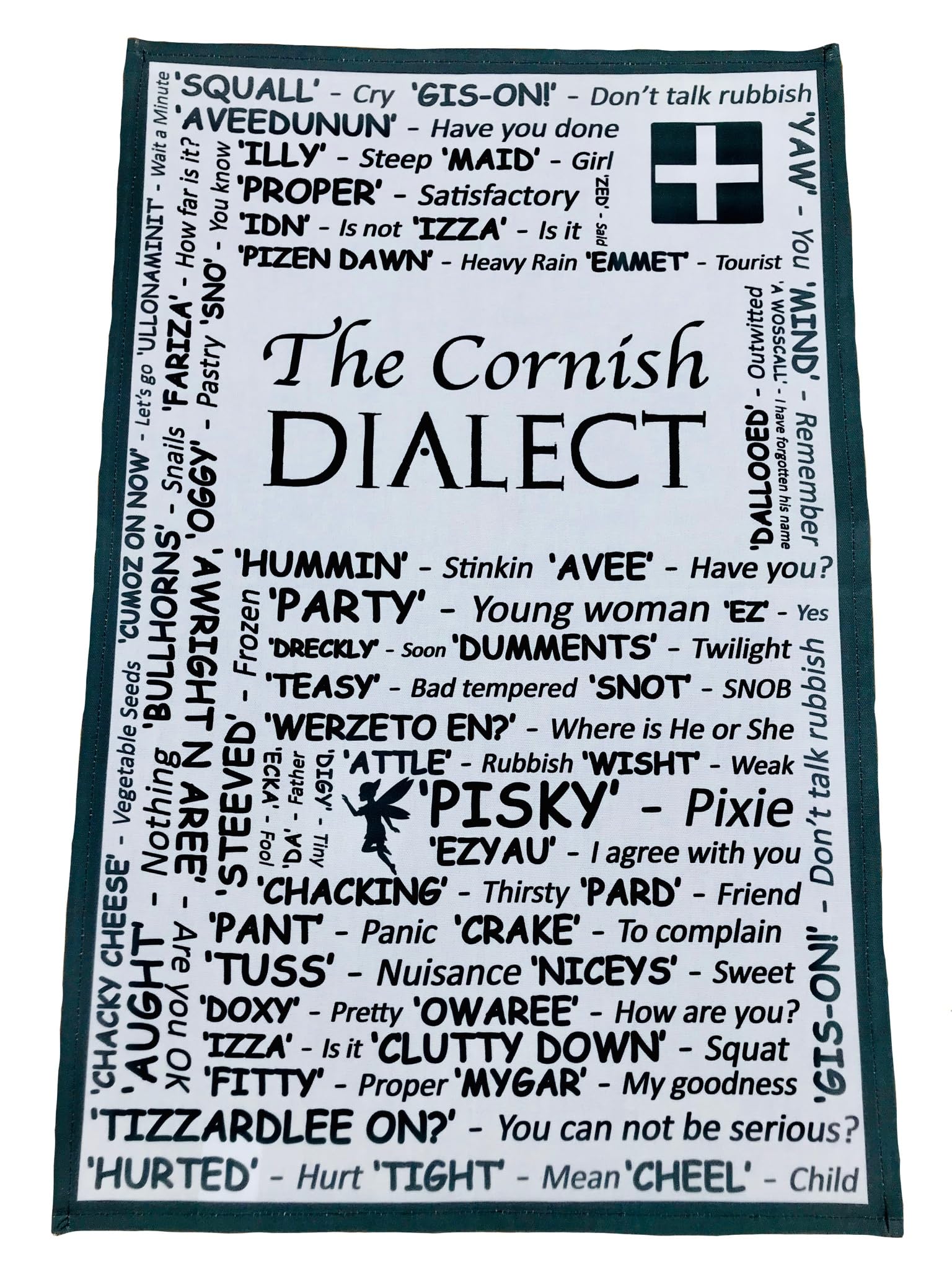 D&A Gifts Cornish Dialect Tea Towel 100% Cotton - Great Cornish Gift - Cornwall Gift - COR-TT