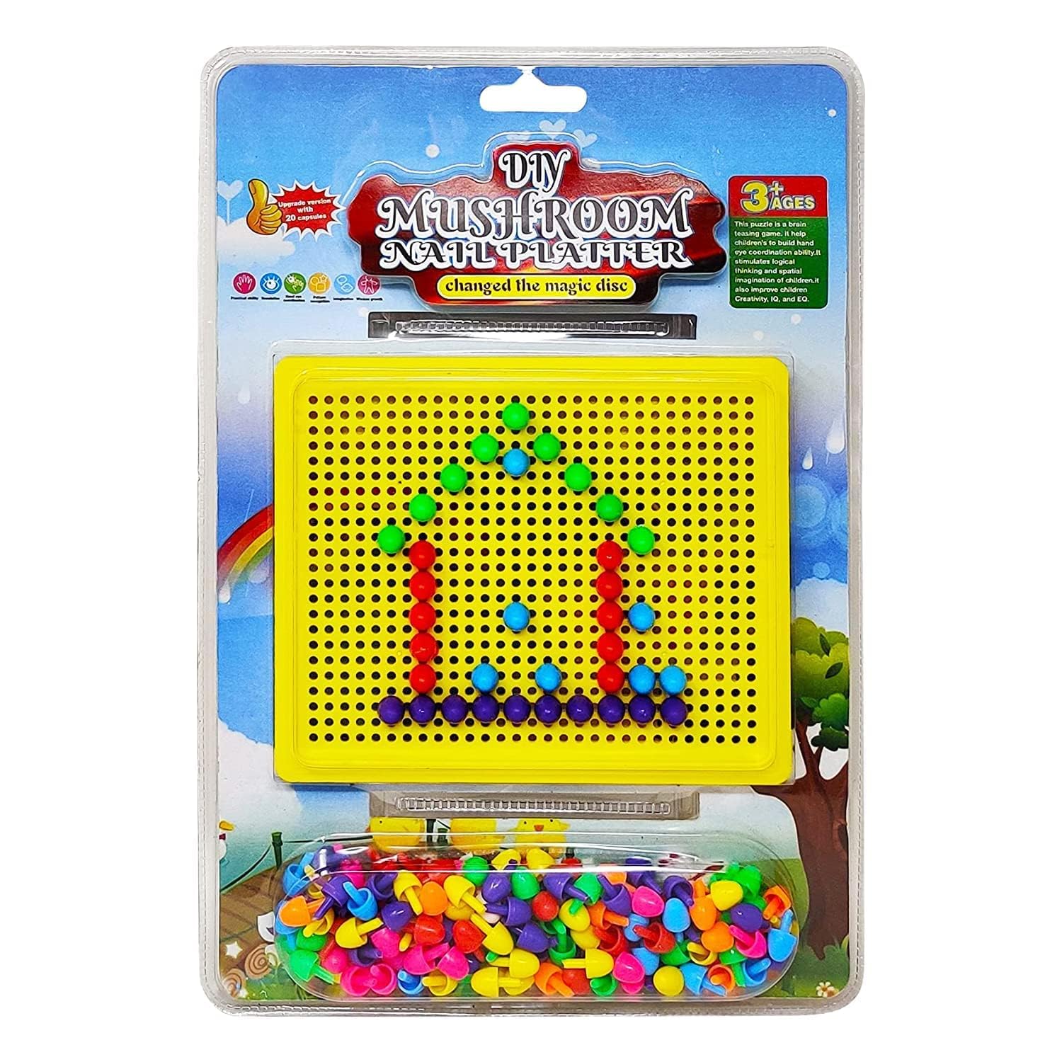 DIY Plastic Pegboard Kit for Kids - Creative Building Toy with Beads & Mushroom Nails, Ideal Gift (B0D8M49Y29) Amazon Price History, Amazon Price Tracker
