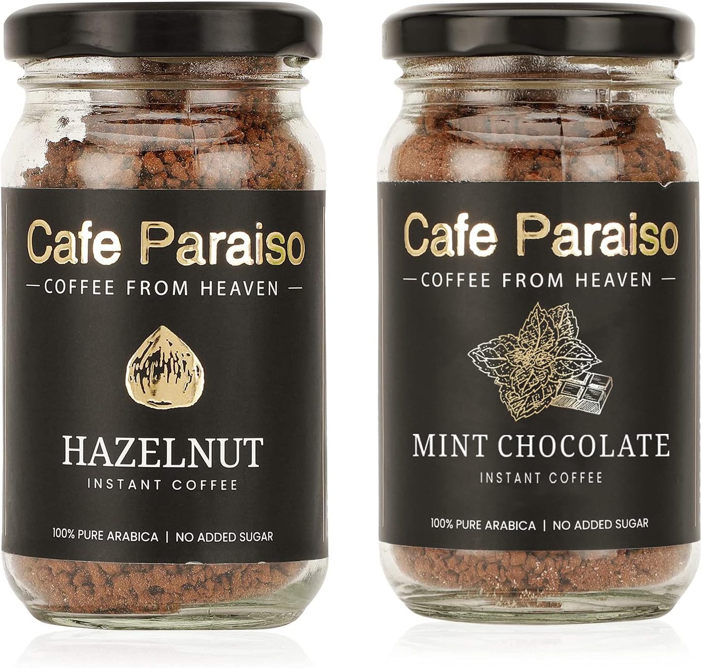 Cafe Paraiso Hazelnut Instant Premium Granule Flavored Arabica Coffee | Glass Bottle | 50g Combo | Rich & Aromatic Hazelnut Flavor