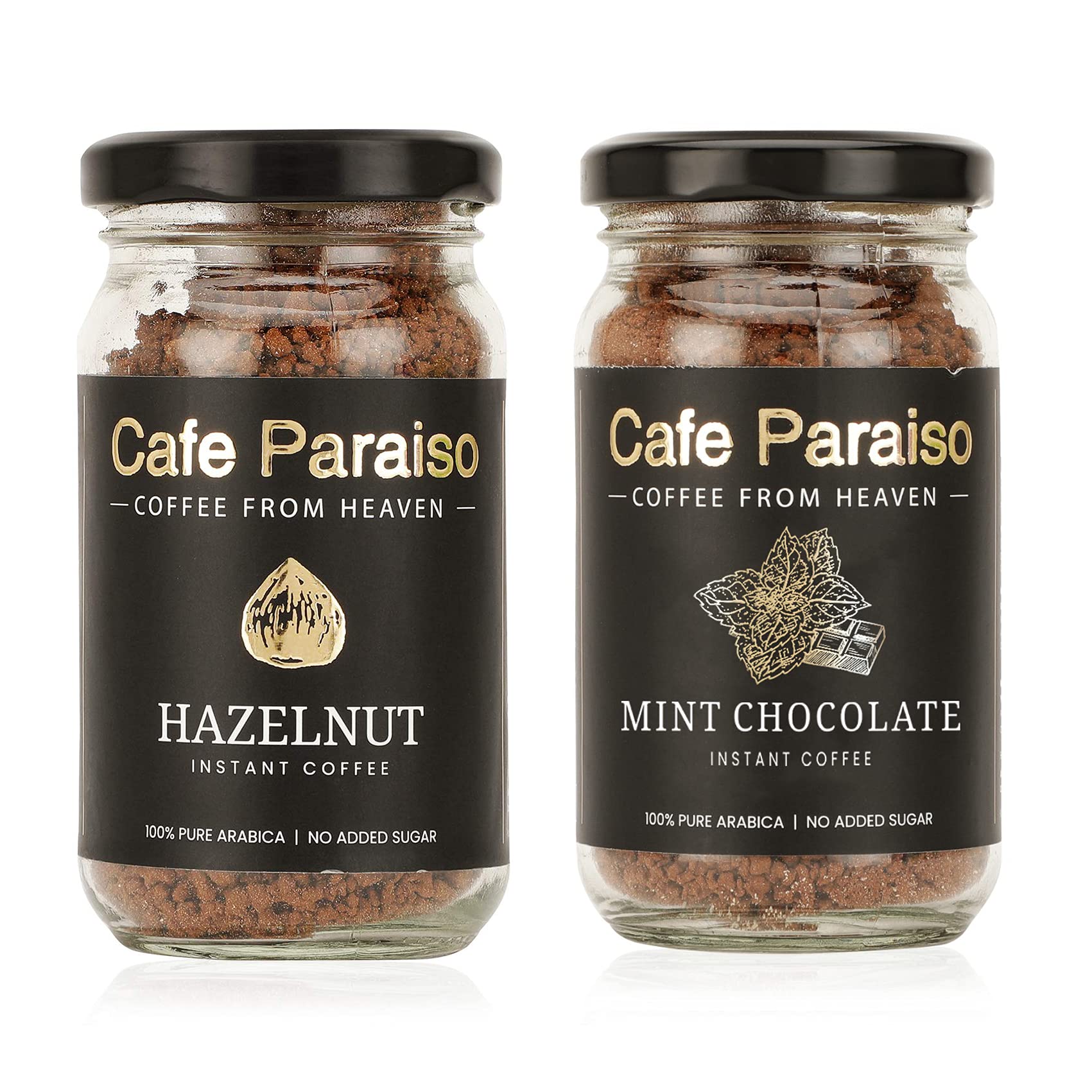 Cafe Paraiso Hazelnut Instant Premium Granule Flavored Arabica Coffee | Glass Bottle | 50g Combo | Rich & Aromatic Hazelnut Flavor