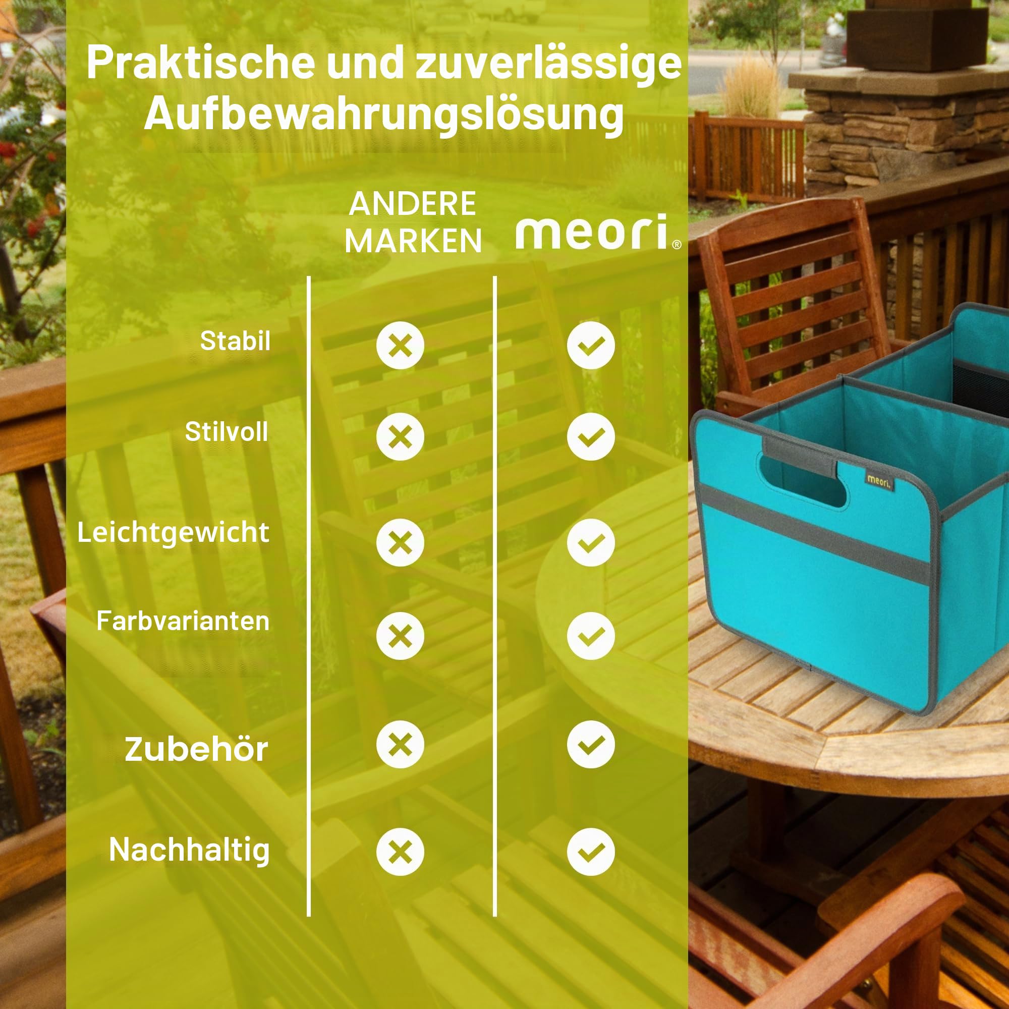 Meori Aufbewahrungsbox faltbar Traglast 30 kg - 50cm 32cm 27.5cm Größe L