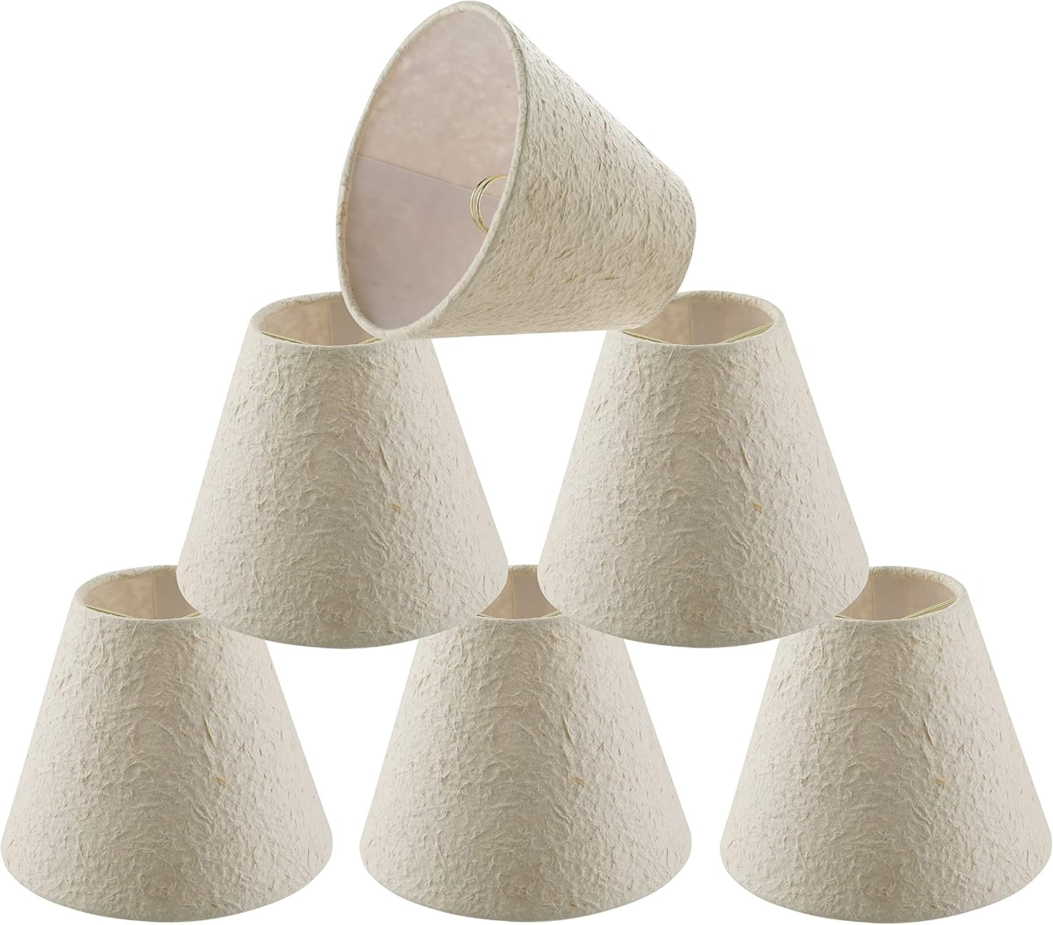 Aspen Creative 32671-6A, Empire Clip-On Chandelier Lamp Shade, Off-White, 3" Top X 6" Bottom X 5" Slant Height, Set of 6