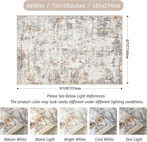 Miniatura 40 de Alfombras de área de 5 x 7 pies para sala de estar, antideslizante, lavable, resistente a las manchas, alfombra abstracta moderna de gran área