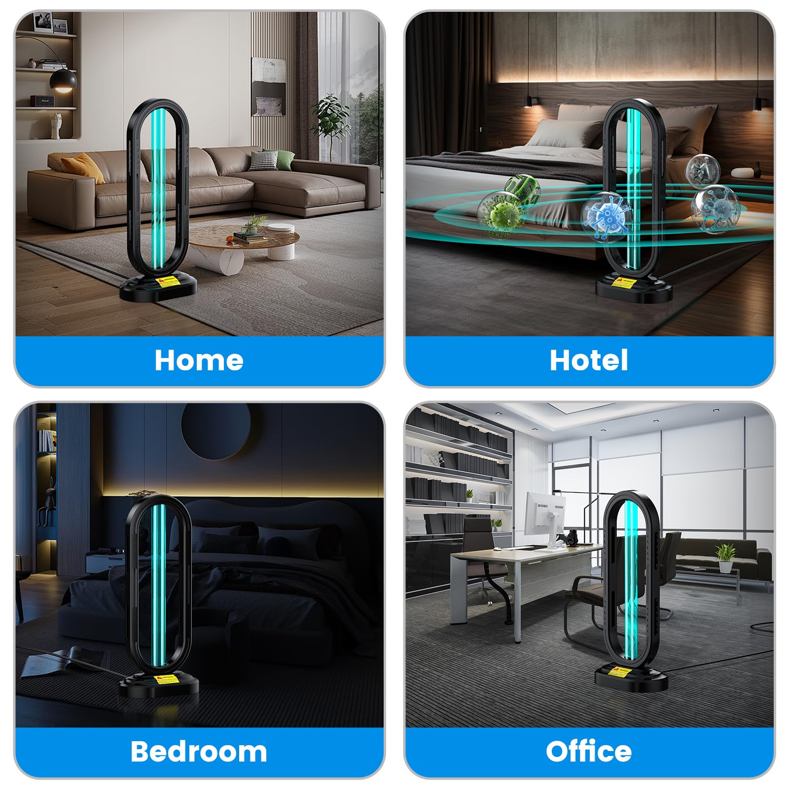Desinfectante de luz UV, lámpara ultravioleta con control remoto para chinches y ácaros del polvo, dispositivo de desinfección del hogar, lámpara UV para el hogar, habitación y cocina, luz