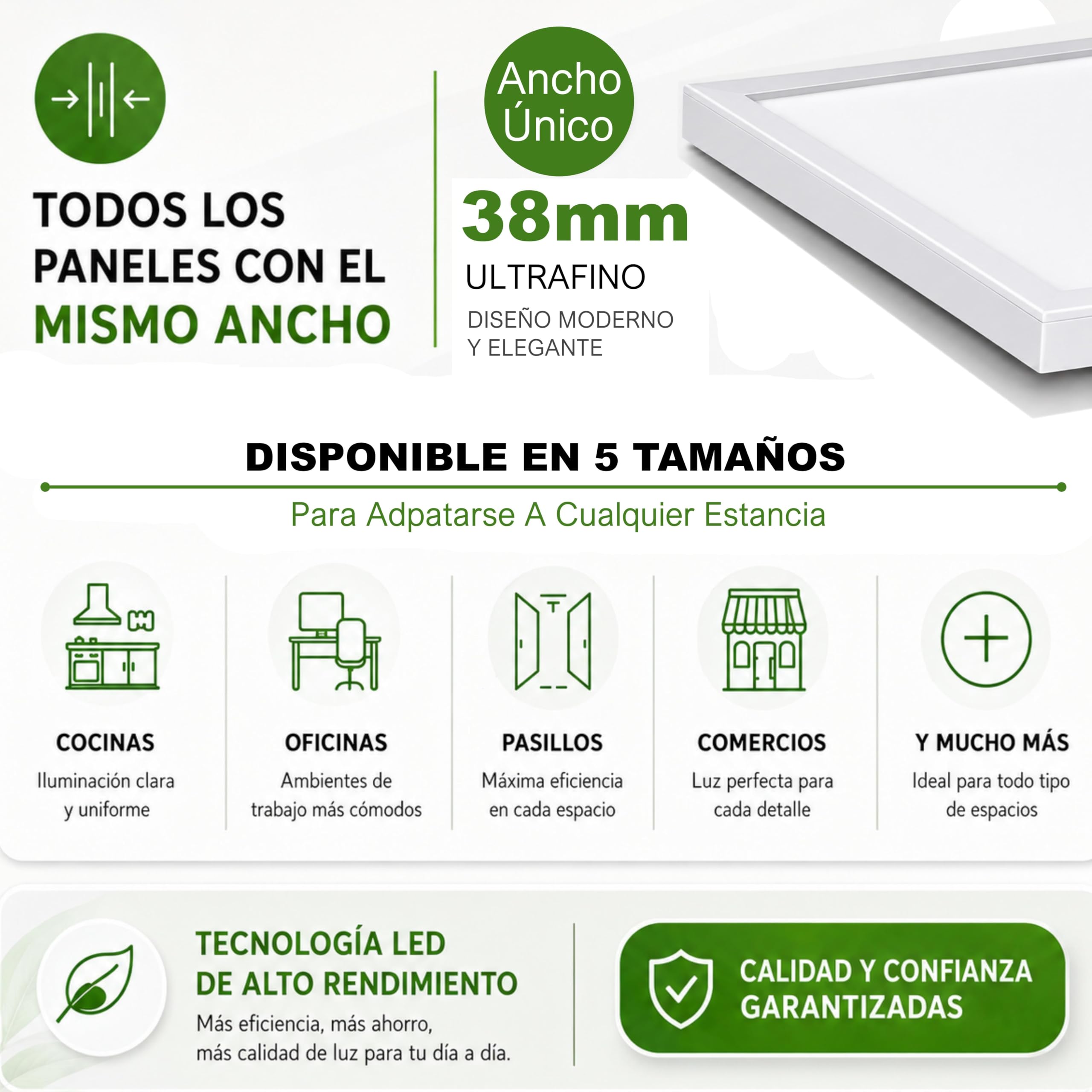 CLAR - Plafon LED Techo, Plafones Para Techo LED, Candeeiro Teto Cozinha, Candeeiro De Teto, Lampara Cocina, Lampara 60x60 CCT (Selector de Color Blanco Calido, Neutro y Frio) (Pack 1)