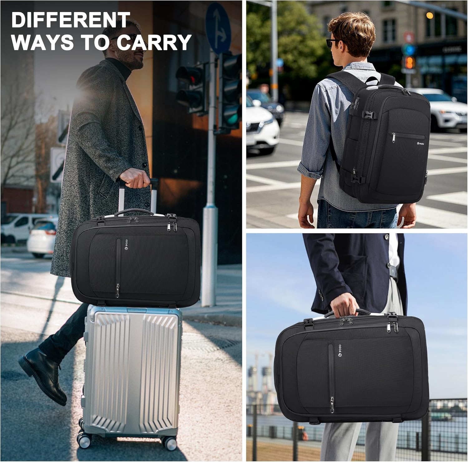 Vacuum Backpack Travel, 60L Expandable Vacuum Seal Compression Backpack with Pump, TSA Lock & Anti-theft Pocket,17" Laptop Compartment,Carry on Backpack for Men & Women,Business,Flight Travel (Black) - Image 3