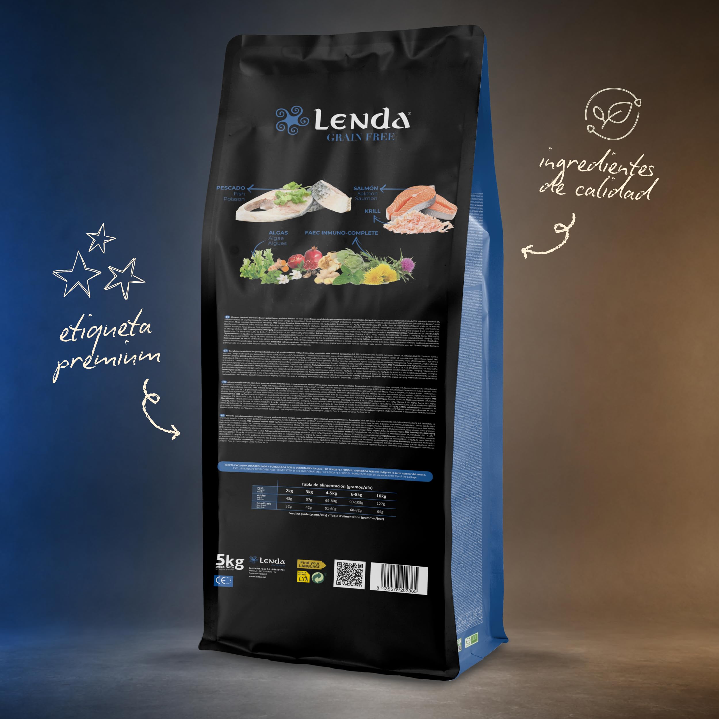 Lenda Grain Free Kot Adult Ryba Delicate 5 kg – Bezzbożowa karma sucha dla dorosłych kotów z rybą – Hipoalergiczna – 1 szt.