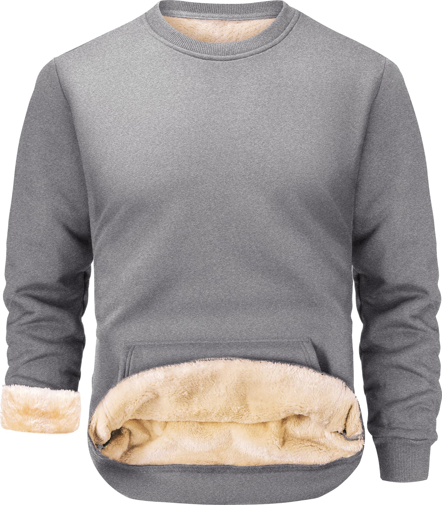 Peakwell Uomo Felpe Foderate Caldo Maglione Invernale Pullover Sweatshirt Termico in Pile con Tasca
