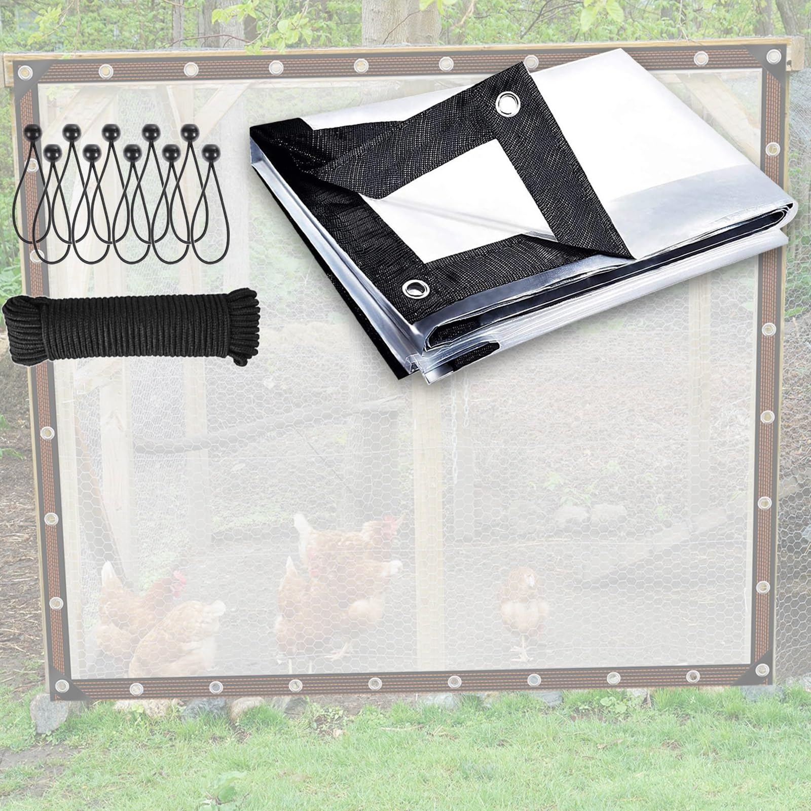 Bâche transparente anti pluie avec œillets pour terrasse