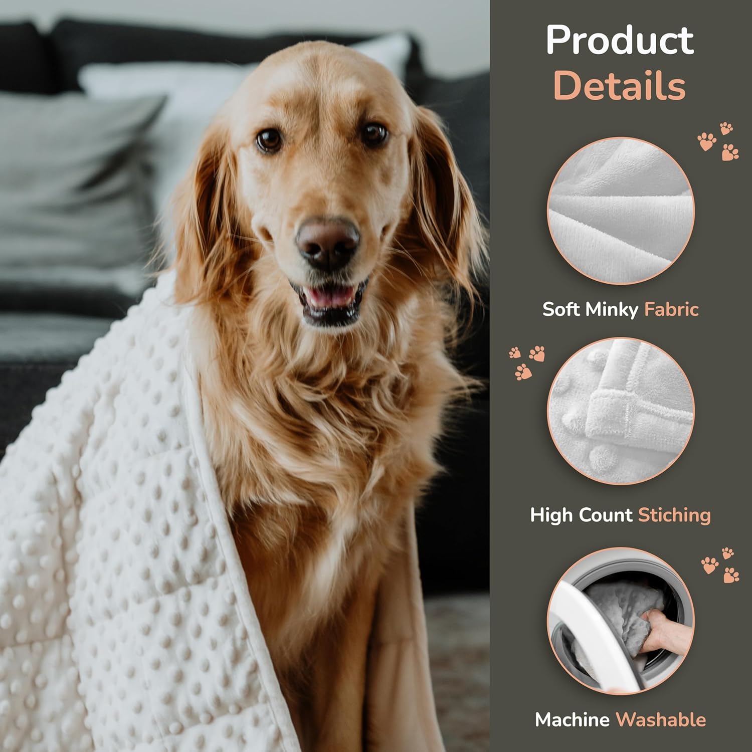 review Calming Weighted Dog Blanket for Anxiety Relief - Soft Minky Fabric, Hypoallergenic, Machine Washable - Perfect for Small Dogs, Cats, and Rabbits - Reduces Stress from Thunder, Fireworks, Travel