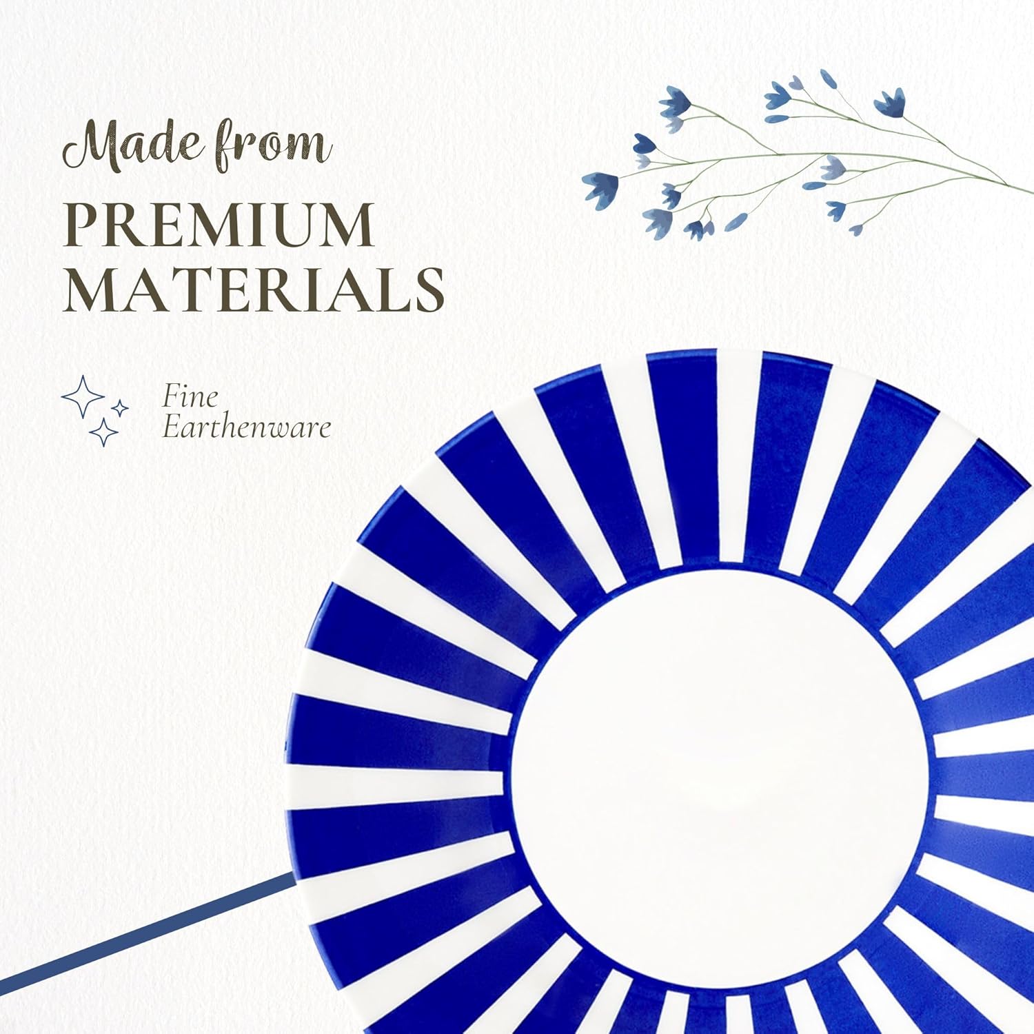 Spode Steccato Bold Side Plate | Striped Earthenware Appetizer Plate | Made in England - Perfect for Starters, Sides, and Desserts | Microwave and Dishwasher Safe | Cobalt Blue; 7-inch, 1810020