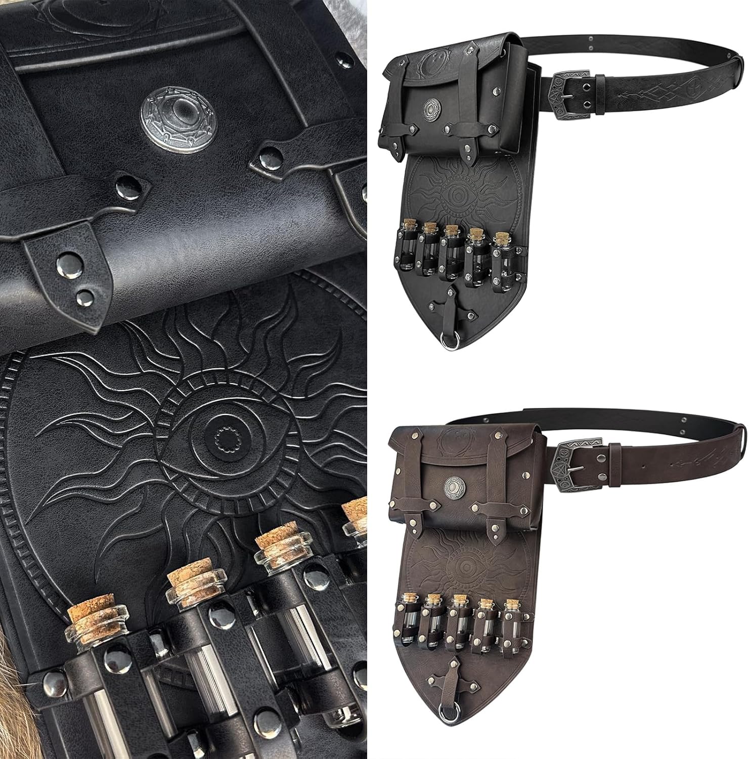 Retros Styles Medieval Belt Set Role Playing Waistband Multipurpose Waist Belt For Medieval Enthusiasts Gothicism Fashion Belt