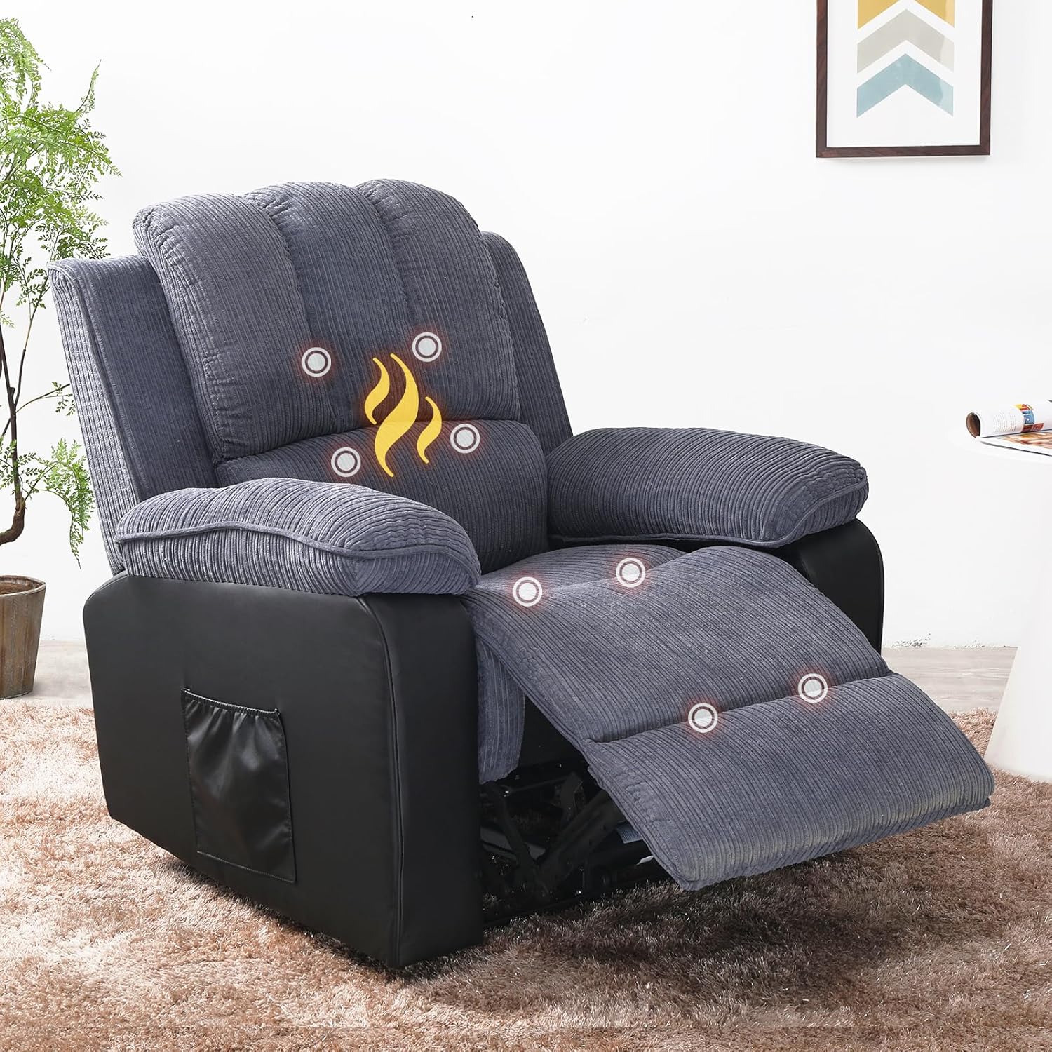 BOCWEN Lazy Boy Recliner Chairs for Adults, Corduroy Power