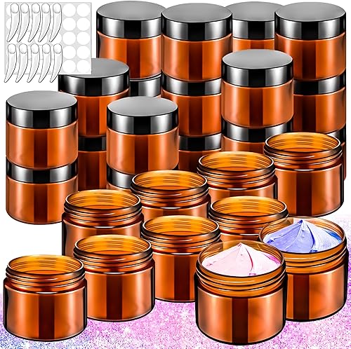 Miniatura 11 de MotBach Paquete de 35 botes de plástico de 20 g, botes de viaje de 20 ml con tapas, envase redondo transparente de 0.7 oz de plástico