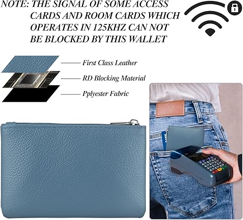 Miniatura 2 de Monedero con bloqueo RFID, con patrón de lichi de poliuretano, con cremallera, monedero portátil, minicaredero, bolsillo para monedas, bolsa delgada