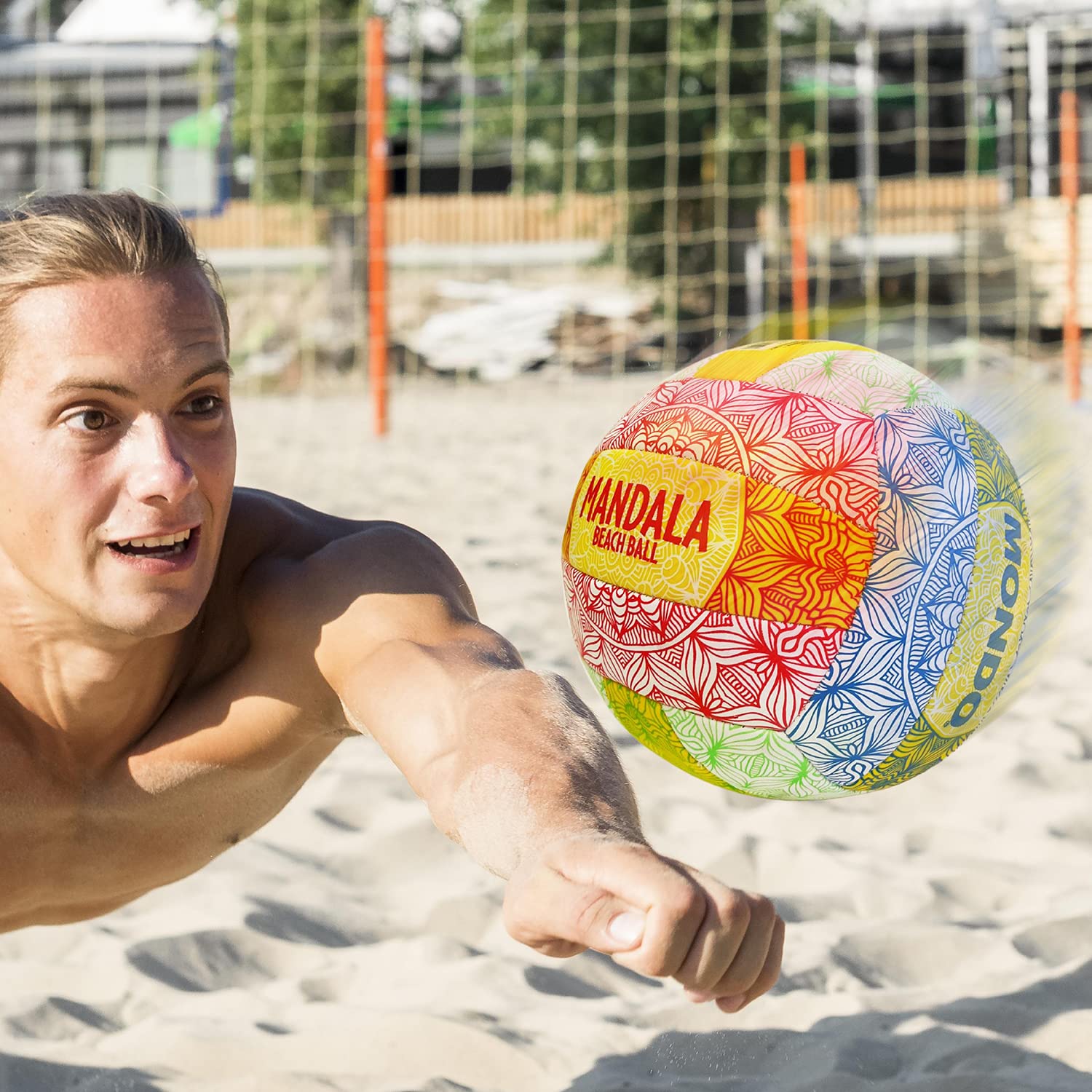 MONDO Mandala Pallone Beach Volley, Colore Bianco Giallo Arancione, Misura 5, 13815