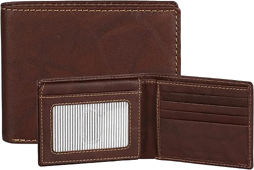 ZIDZOH HYDE & CO Cartera plegable de cuero auténtico para hombre con bloqueo RFID delgada de piel auténtica con 10 tarjetas, 2 soportes de