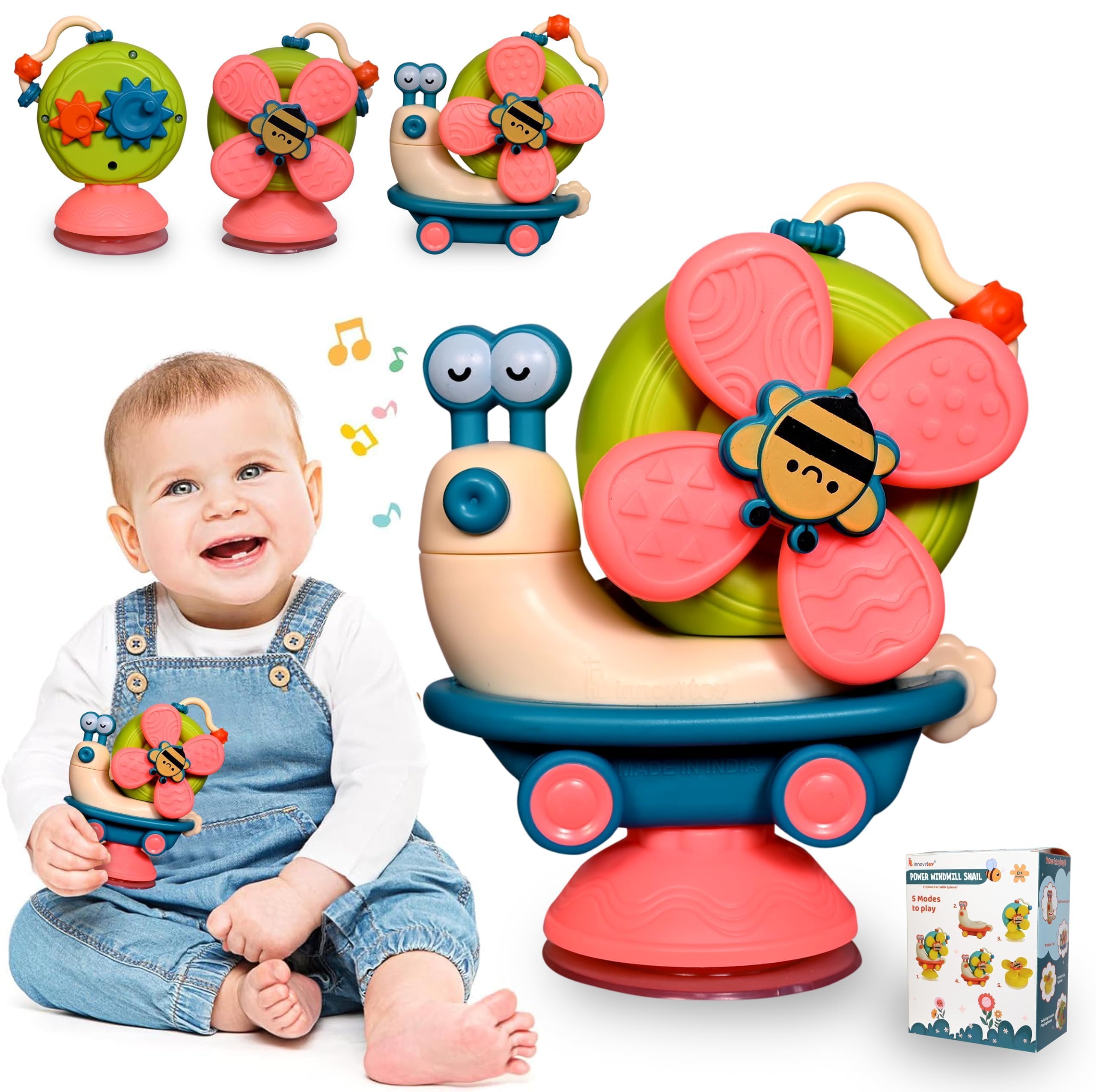 TEC TAVAKKAL Sensory Montessori Educational Toys Cute Animal Food Grade Silicone Baby Bath Toys Suction Cup Spinner Toys Convertible Push-and-Go Car Learning Activities Gifts for Kids (B0D7SGG9WS) Amazon Price History, Amazon Price Tracker