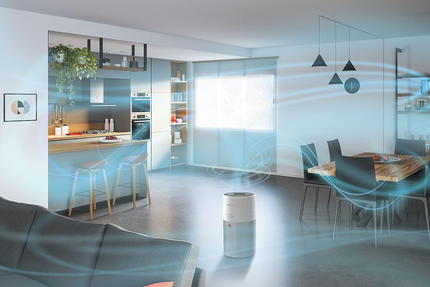 Diagram showing 360-degree airflow of the Hoover H-PURIFIER 300