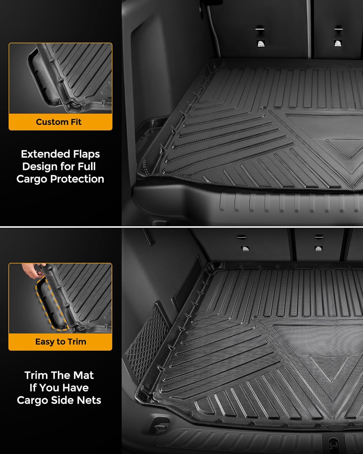 All Weather Carbon Fiber Style Trunk Mat for BMW X3 2018 2019 2020 2021 2022 2023 2024 | Not Fits 30e | Only for Vehicles Without Spare Tire | TPE Non-Slip Cargo Liner | Automotive Car Accessories