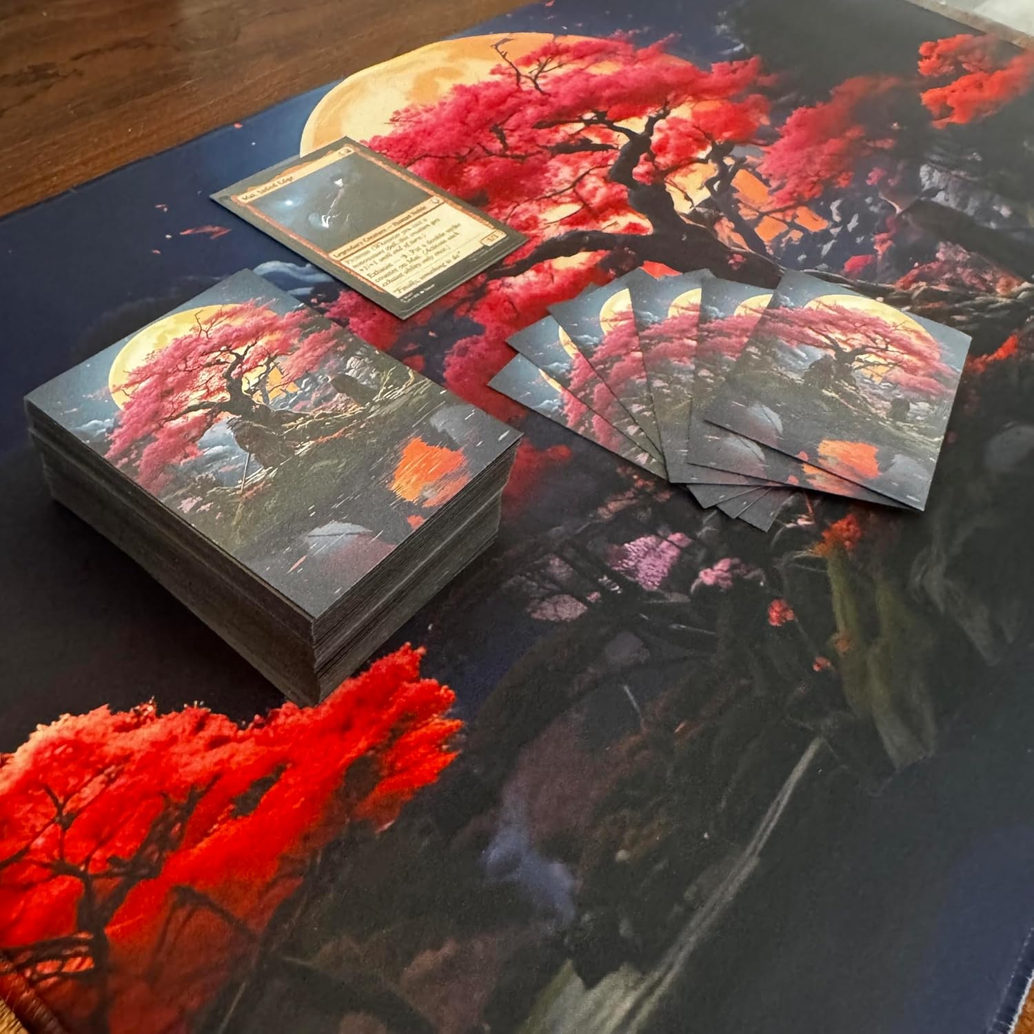 Foxtrot Designs TCG Art Card Sleeves Samurai and Cherry Blossom Design - 100 Count Card Protectors with Matte Textured Back - Compatible with Magic The Gathering and Other TCGs & LCGs (Honor)