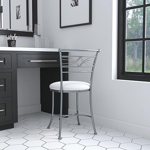 Miniatura 13 de Hillsdale Furniture Dutton - Taburete de tocador, cromado