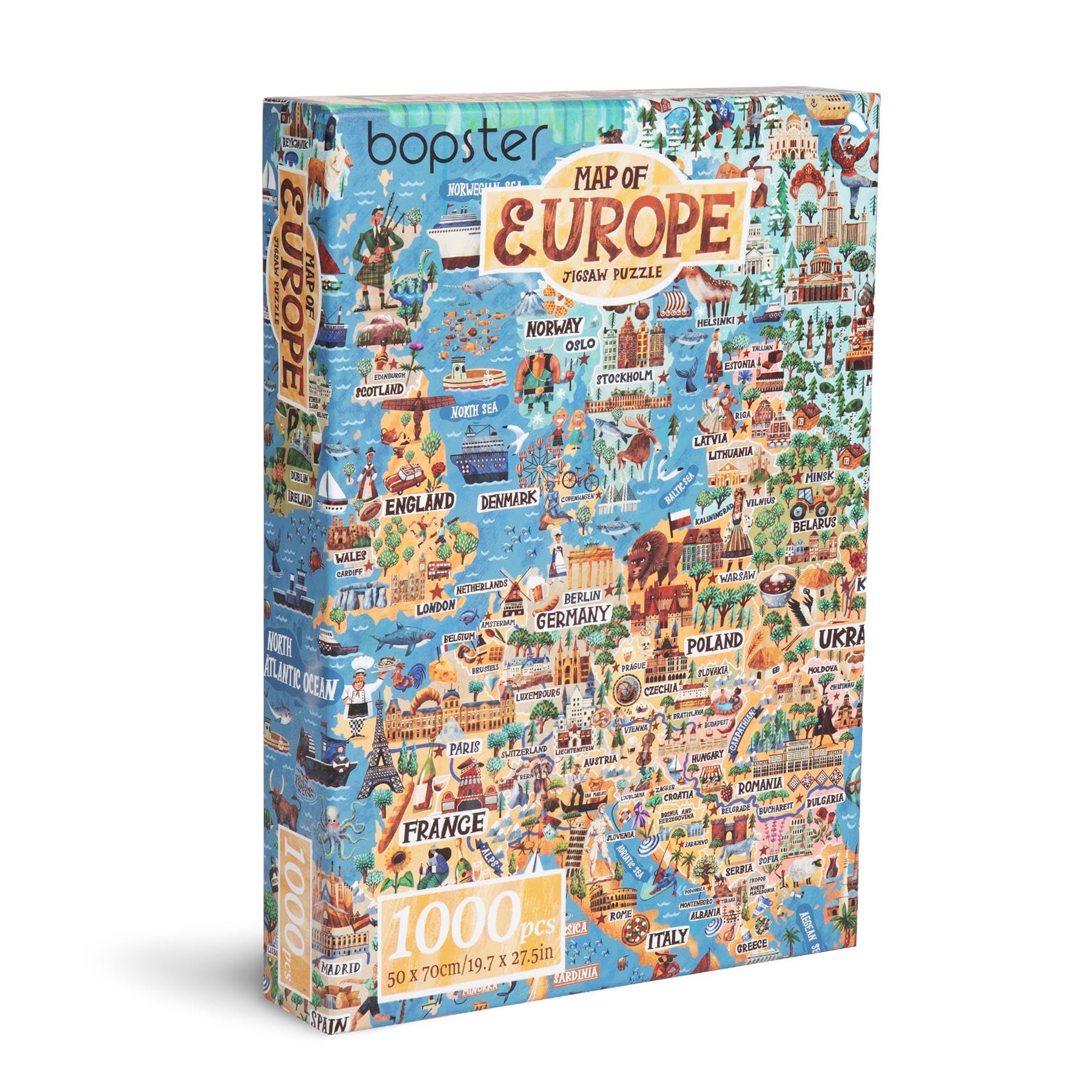 Jigsaw Puzzles for Adults 1000 Piece Map of Europe Puzzle - European Jigsaw 1000 Piece Jigsaw Puzzles for Adults and Kids - Geography Gifts by bopster