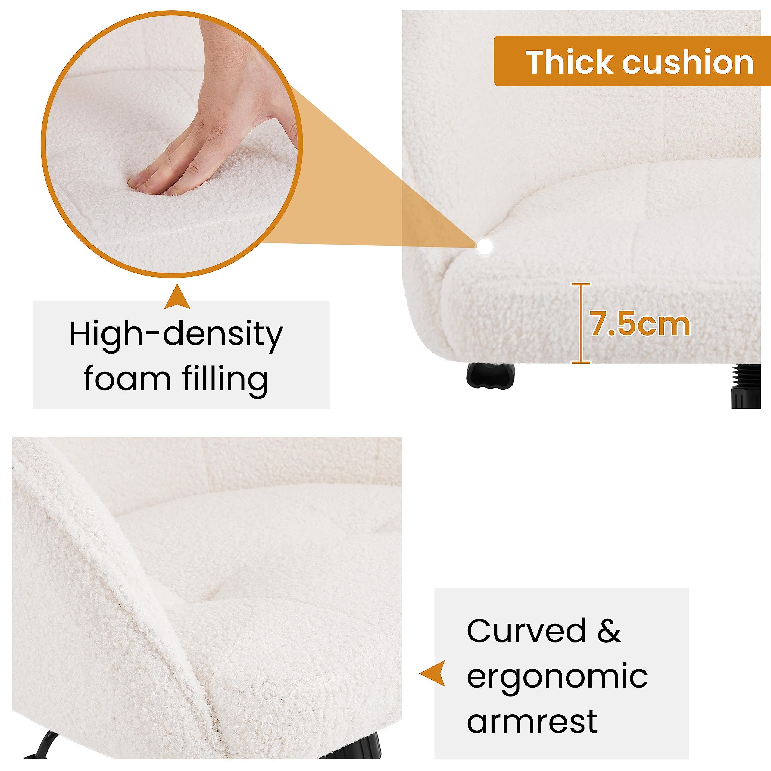 Yaheetech Chaise de Bureau Fauteuil Ergonomique Pivotante Dossier Inclinable à 360° avec Hauteur d'Assise Réglable pour la Maison/Le Bureau Ivoire