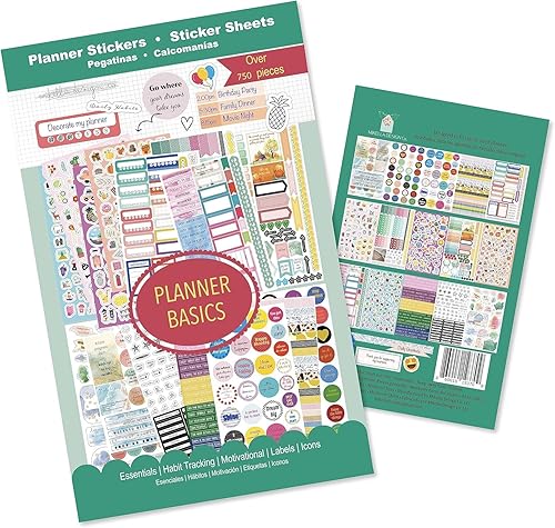 Calcomanías para planificador estético, más de 750 calcomanías para agenda, calcomanías motivacionales para diario, calendario, álbum de recortes,