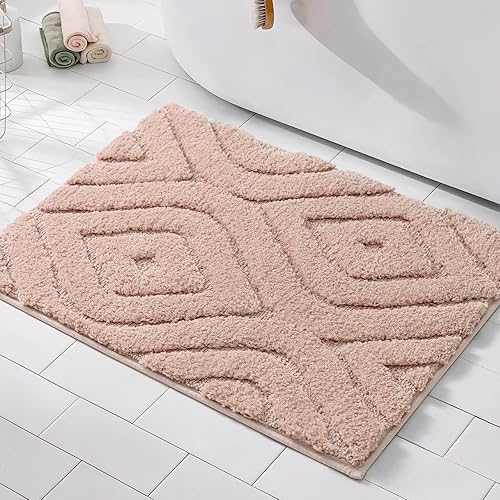 DEXDE Alfombra de baño pequeña, antideslizante, geométrica, de lujo, suave, lavable, para baño, ducha, cocina, entrada, decoración moderna, 17 x 20