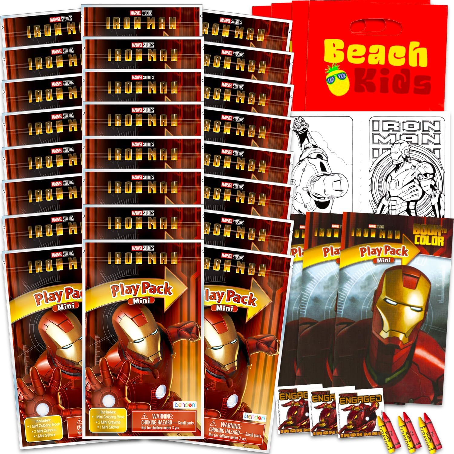 Marvel Iron Man Mini Party Favors Set for Kids - Bundle with 24 Mini Iron Man Grab n Go Play Packs with Coloring Pages, Stickers and More (Avengers Birthday Party Supplies)