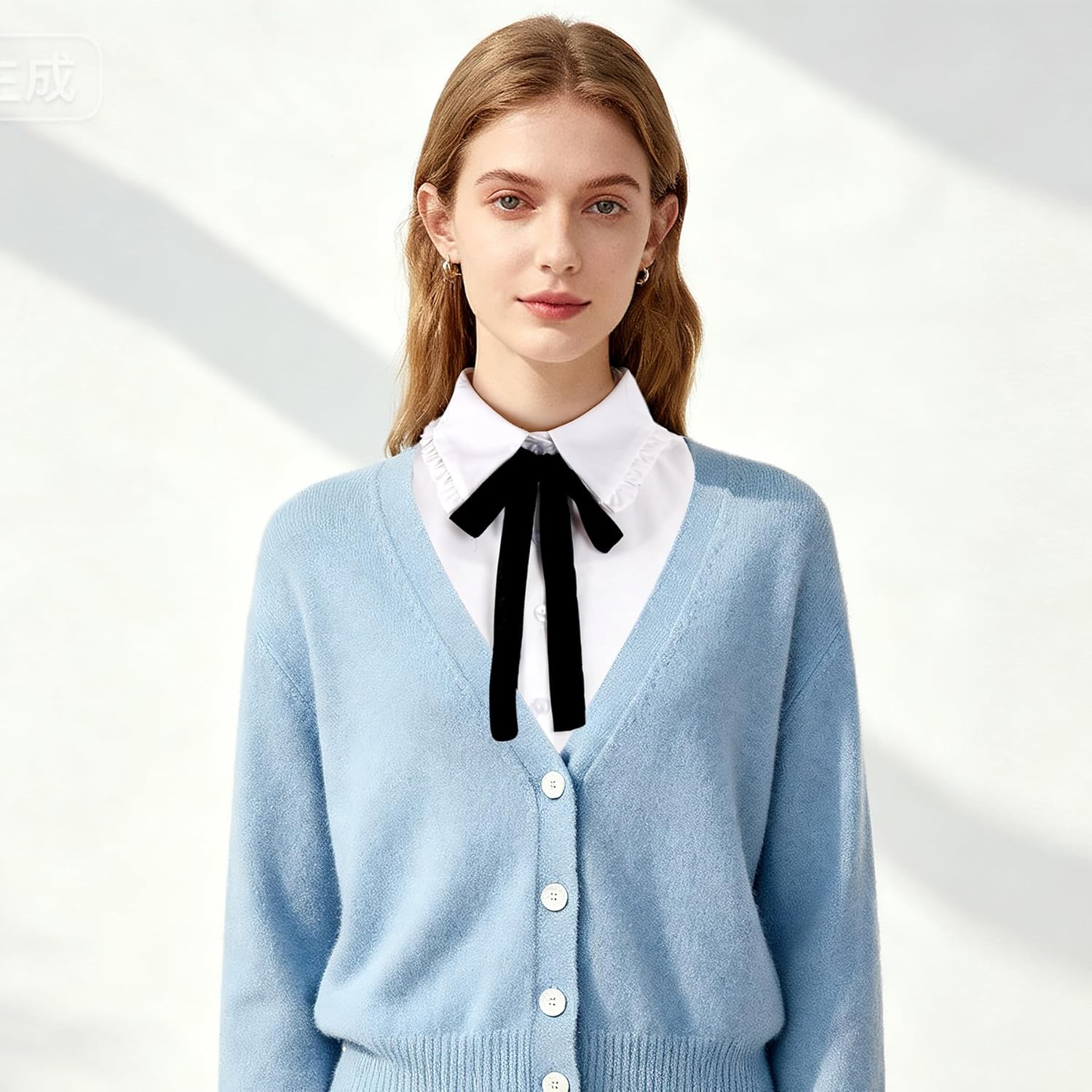 1Pcs Fake Collar for Women Detachable Dickey Collar Tops Faux False Collar Half Shirts Graduation Daily Wear White and Blue - Image 7