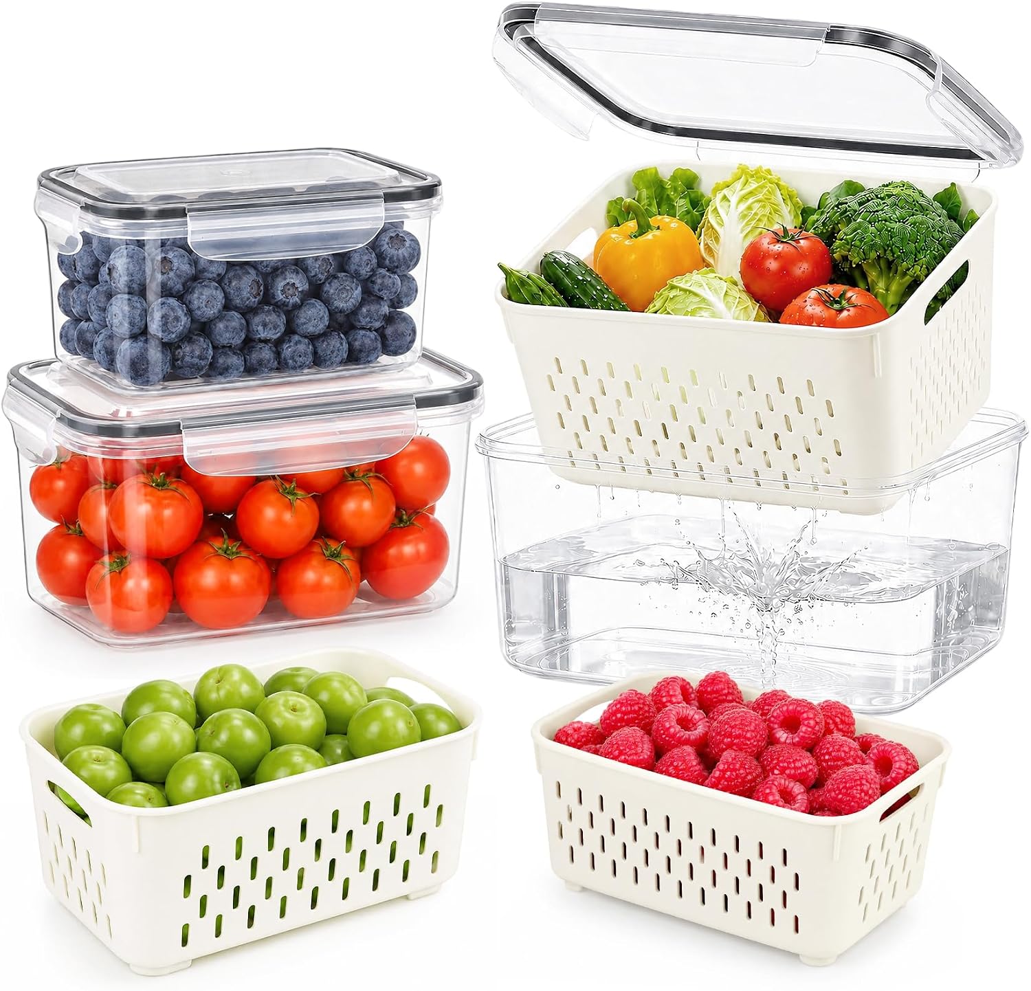 Fruit Storage Containers, Freshness, Airtight & Leakproof, 3 Pack