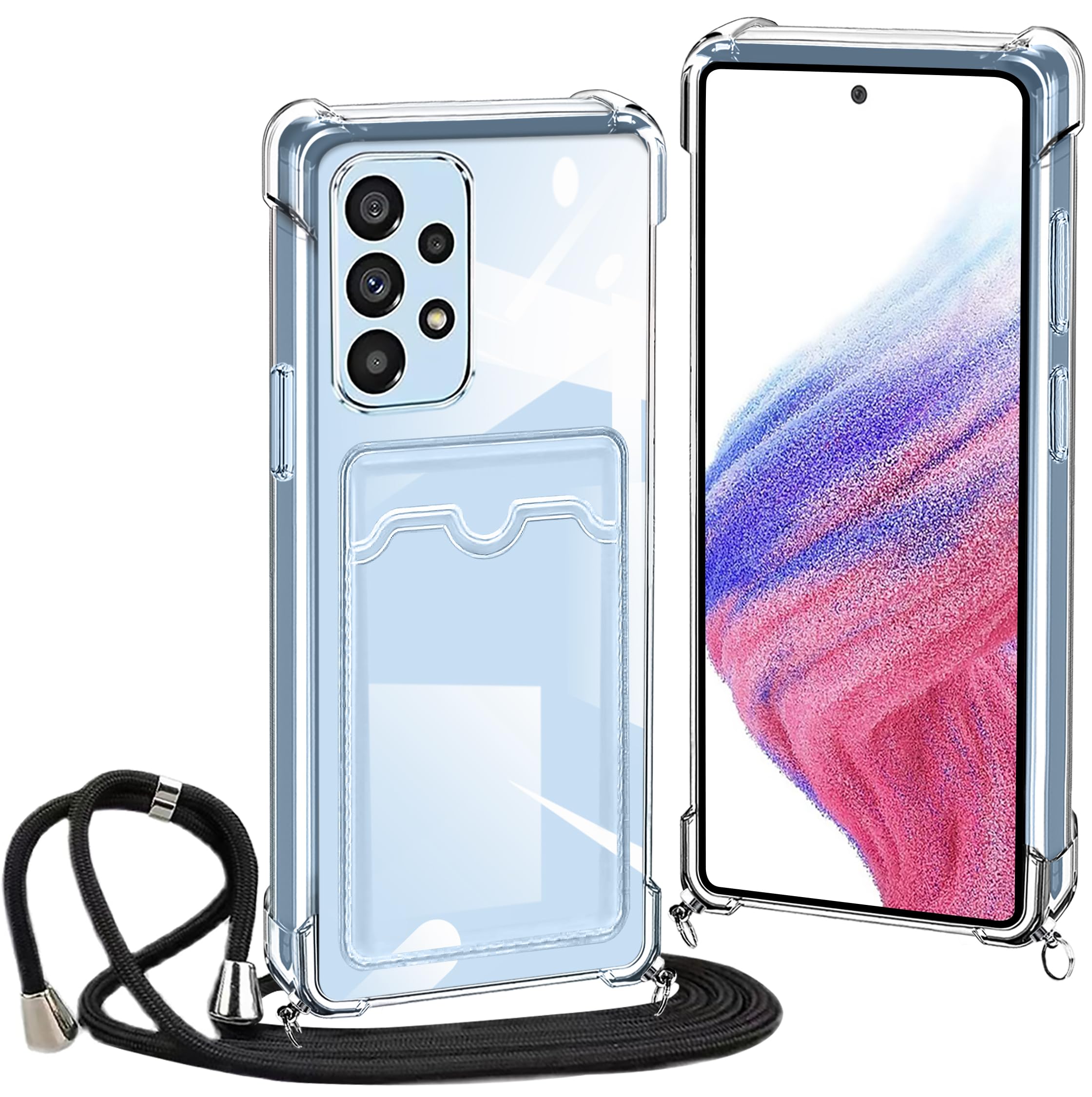 Amazon.co.jp: Galaxy A53 5G ケース クリア ショルダー ストラップ  