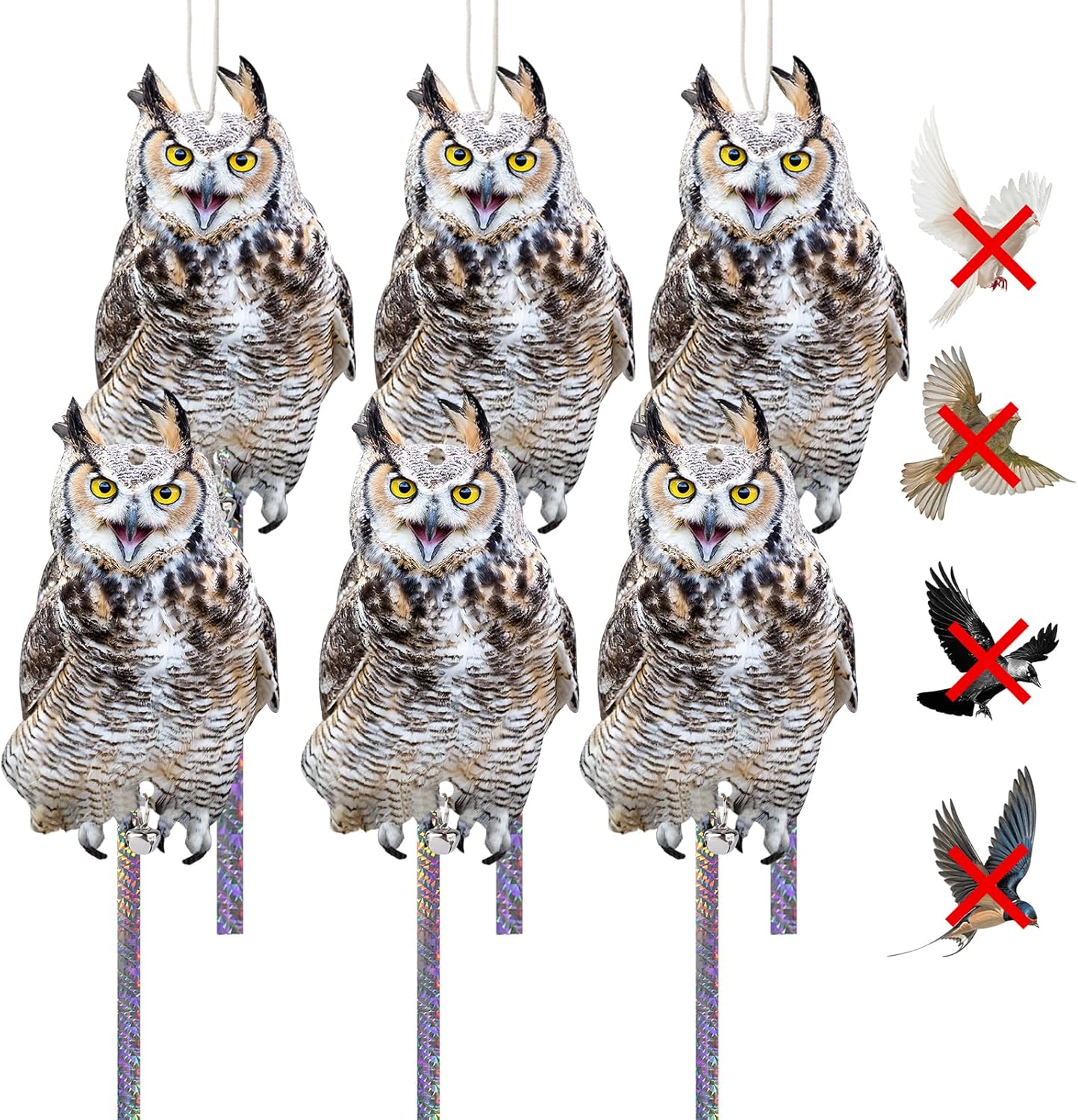 Fake Owl Keep Birds Away 6PCS Plastic Fake Owls, Bird