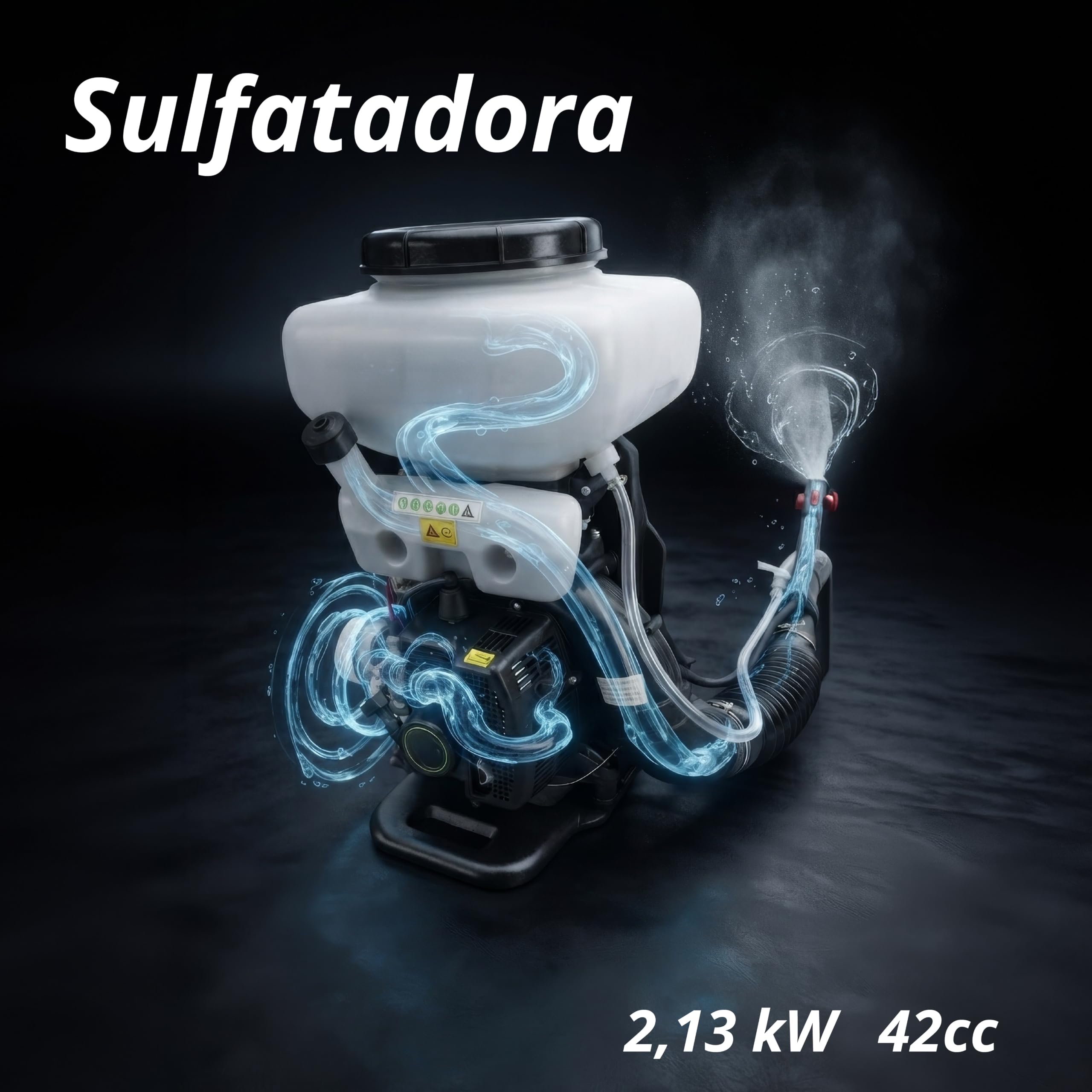 Synergy Sulfatadora de Mochila Profesional a Gasolina K-S42-42cc 2T para Líquido y Polvo, Depósito 14L, 11m de Alcance, Caudal 4L/min, Función Soplador y Mochila Ergonómica