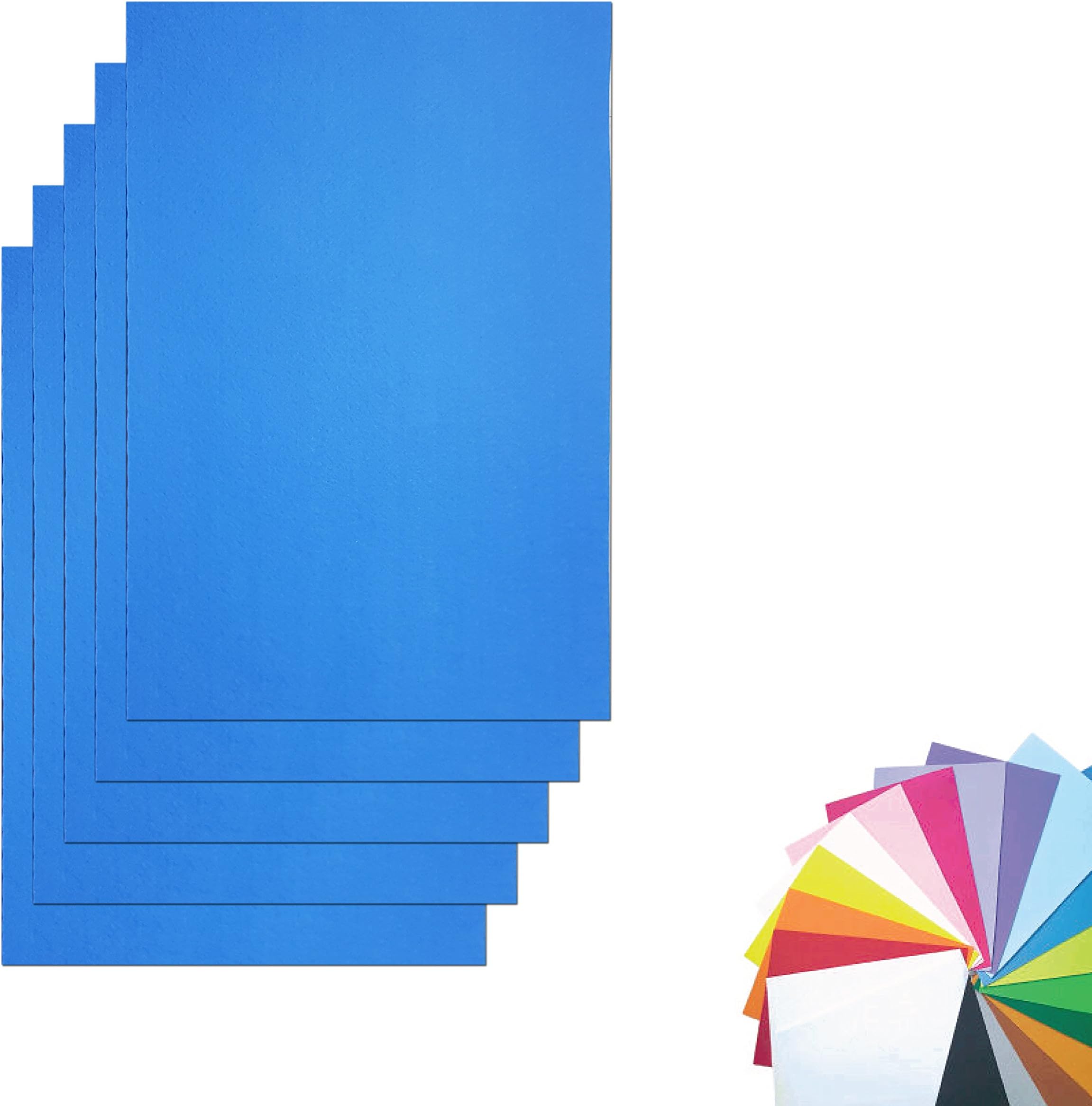 DIY Stiff Felt(Hard Felt) Fabric Squares Sheets Blue Color 30cm X 45cm inch for Crafts,1.2mm Thick-Blue Color of 5sheets